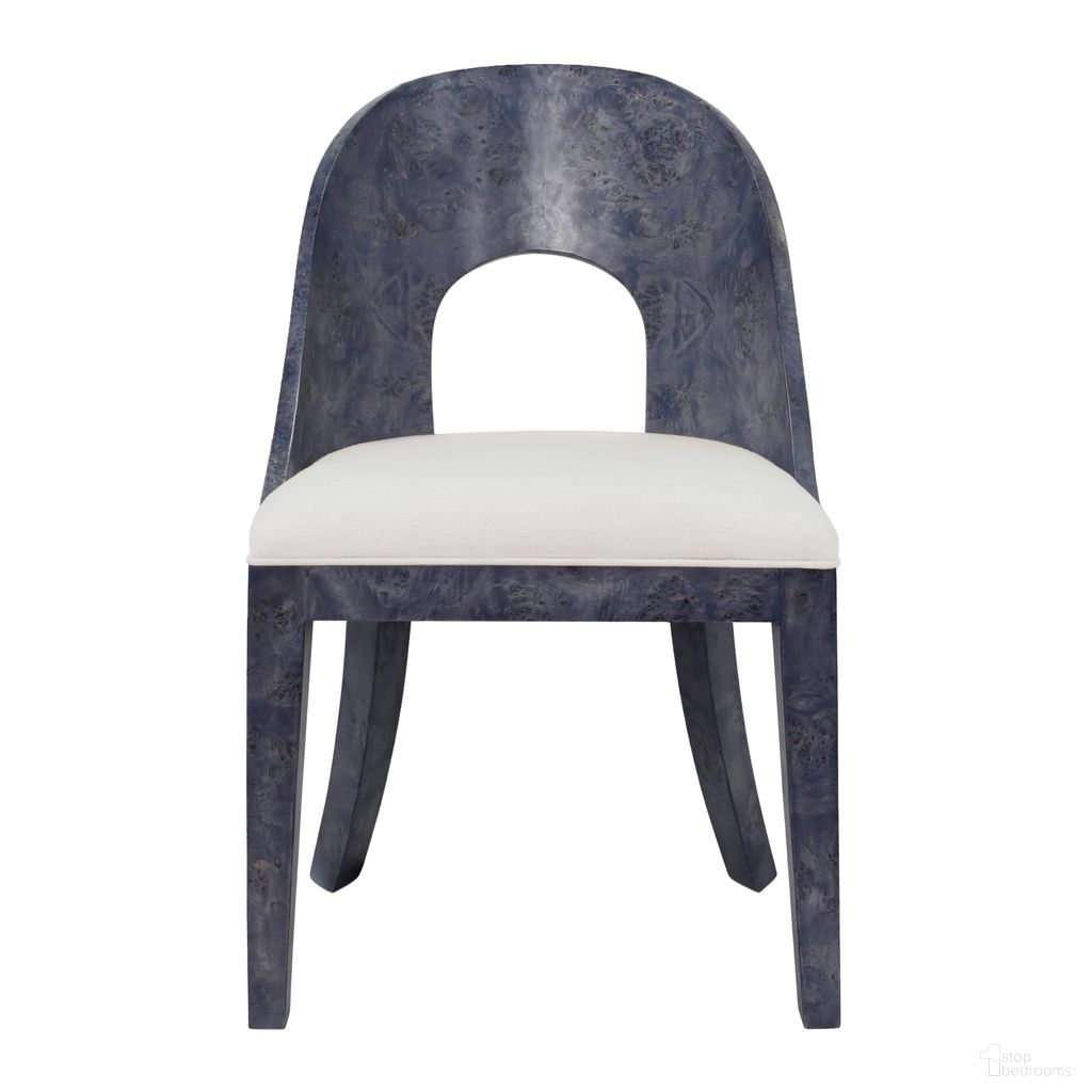 The appearance of Curved Back Wooden Dining Chair In Blue designed by Worlds Away in the modern / contemporary interior design. This blue piece of furniture was selected by 1StopBedrooms from to add a touch of cosiness and style into your home. Sku: RAFFERTY NVYBW. Material: Solid Wood. Chair Type: Side Chair.