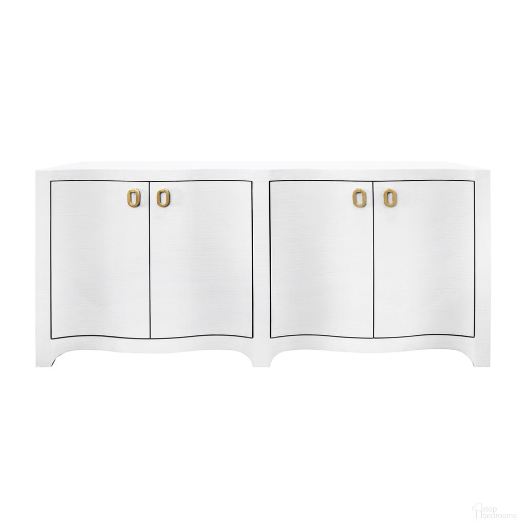 The appearance of Curved Front Four Door Buffet In White designed by Worlds Away in the modern / contemporary interior design. This white piece of furniture was selected by 1StopBedrooms from to add a touch of cosiness and style into your home. Sku: MIFFY WH. Material: Solid Wood.