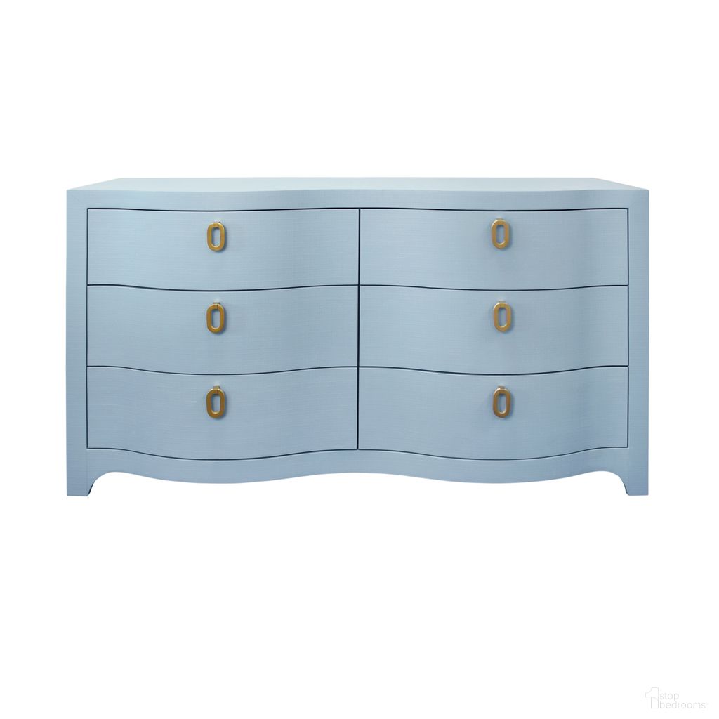 Curved Front Six Drawer Chest In Blue