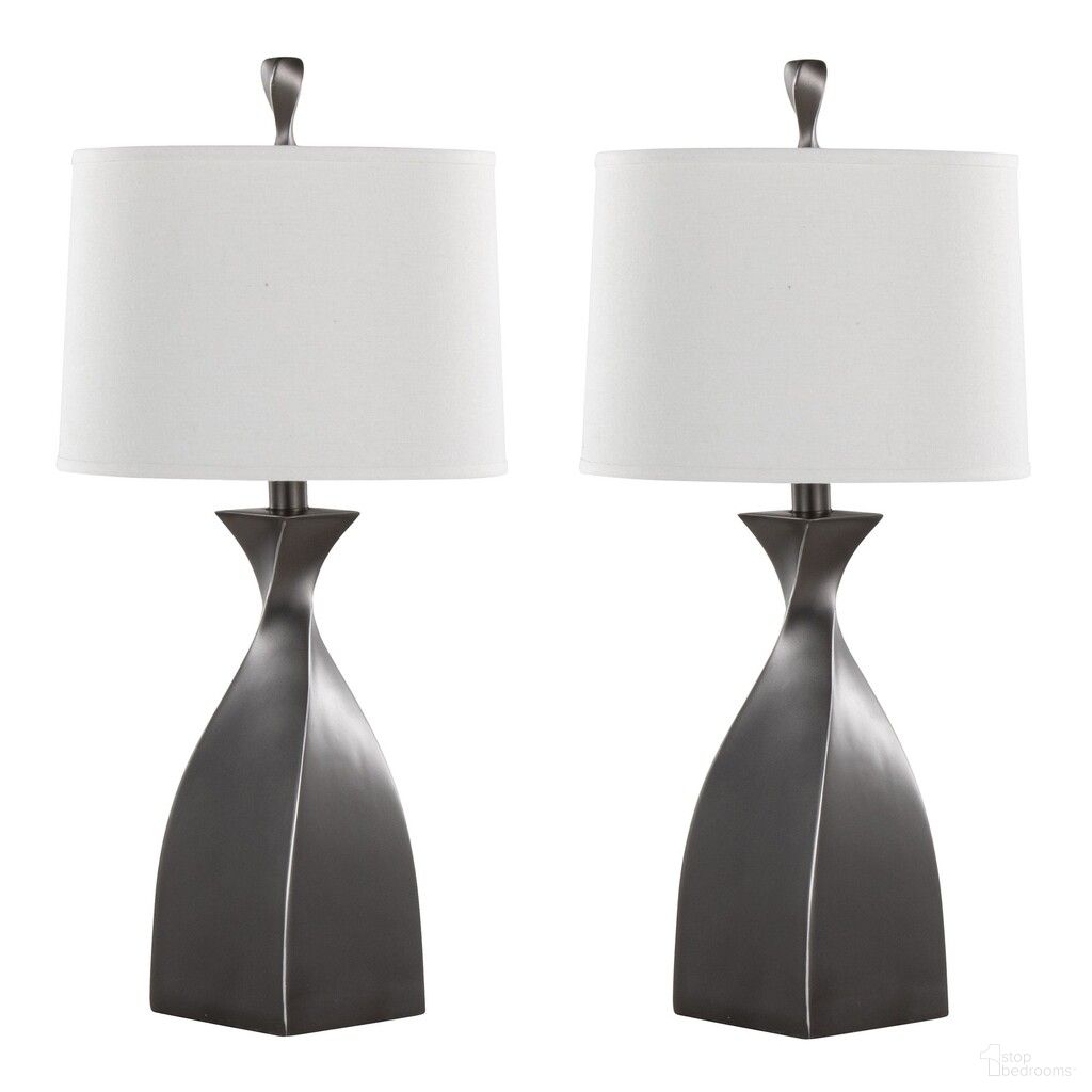 The appearance of Curvo 30 Inch Polyresin Table Lamp Set of 2 In Rubbed Grey Slate and White designed by Lumisource in the modern / contemporary interior design. This rubbed grey slate and white piece of furniture was selected by 1StopBedrooms from Curvo Collection to add a touch of cosiness and style into your home. Sku: GTP30-CURVO GYW2. Material: Linen.