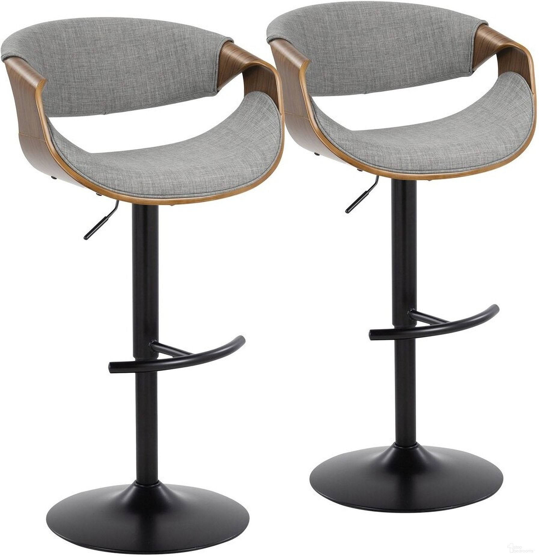 Curvo Adjustable Barstool Set of 2 In Light Gray/Black