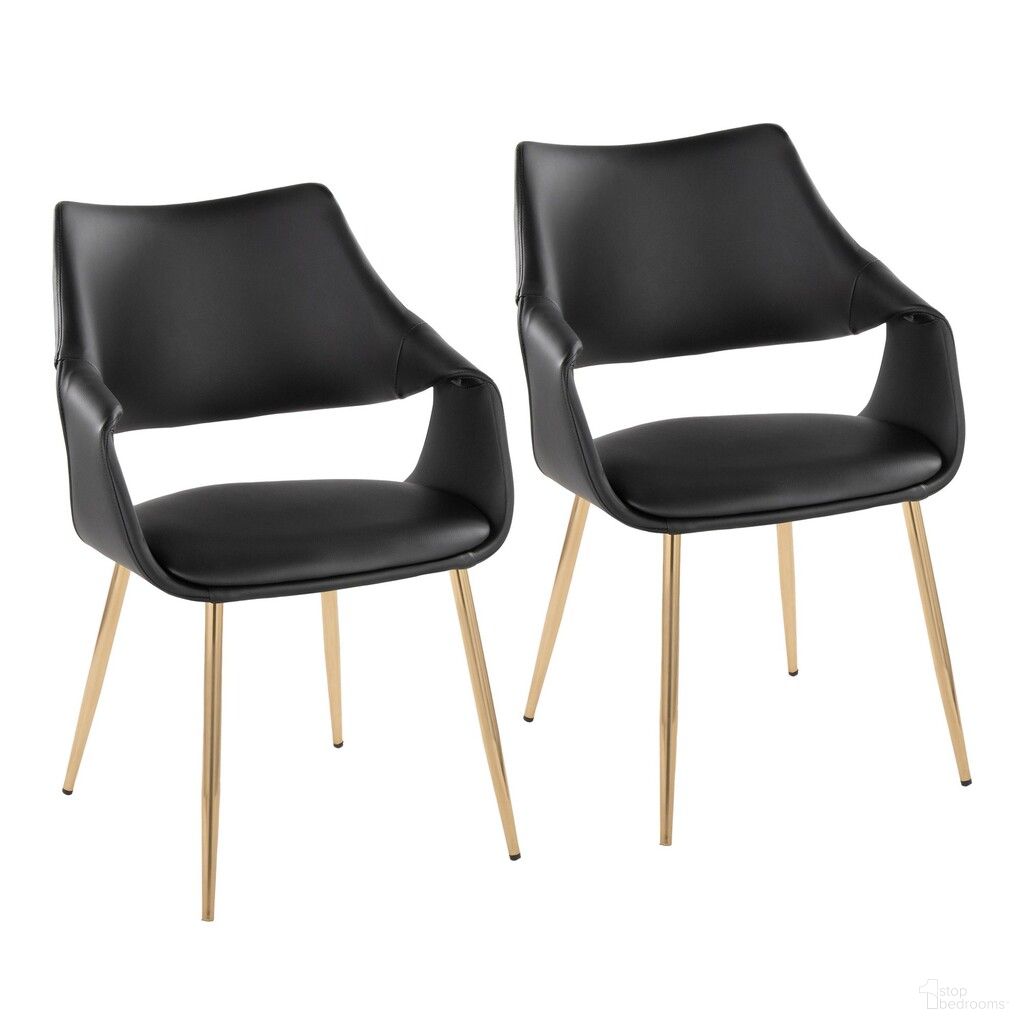 The appearance of Curvo High Back Upholstered Chair Set of 2 In Gold and Black designed by Lumisource in the modern / contemporary interior design. This gold and black piece of furniture was selected by 1StopBedrooms from Curvo Collection to add a touch of cosiness and style into your home. Sku: CH-CURVOHBUPPU-MTPR1 AUBK2. Material: Foam. Chair Type: Arm Chair.
