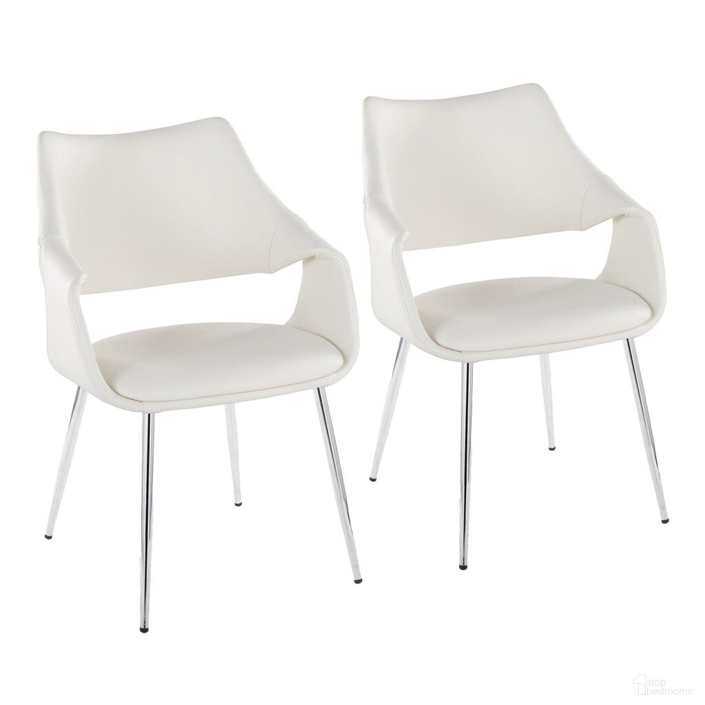 The appearance of Curvo High Back Upholstered Chair Set of 2 In White and Chrome designed by Lumisource in the modern / contemporary interior design. This white and chrome piece of furniture  was selected by 1StopBedrooms from Curvo Collection to add a touch of cosiness and style into your home. Sku: CH-CURVOHBUPPU-MTPR1 CHRW2. Material: Foam. Chair Type: Arm Chair.
