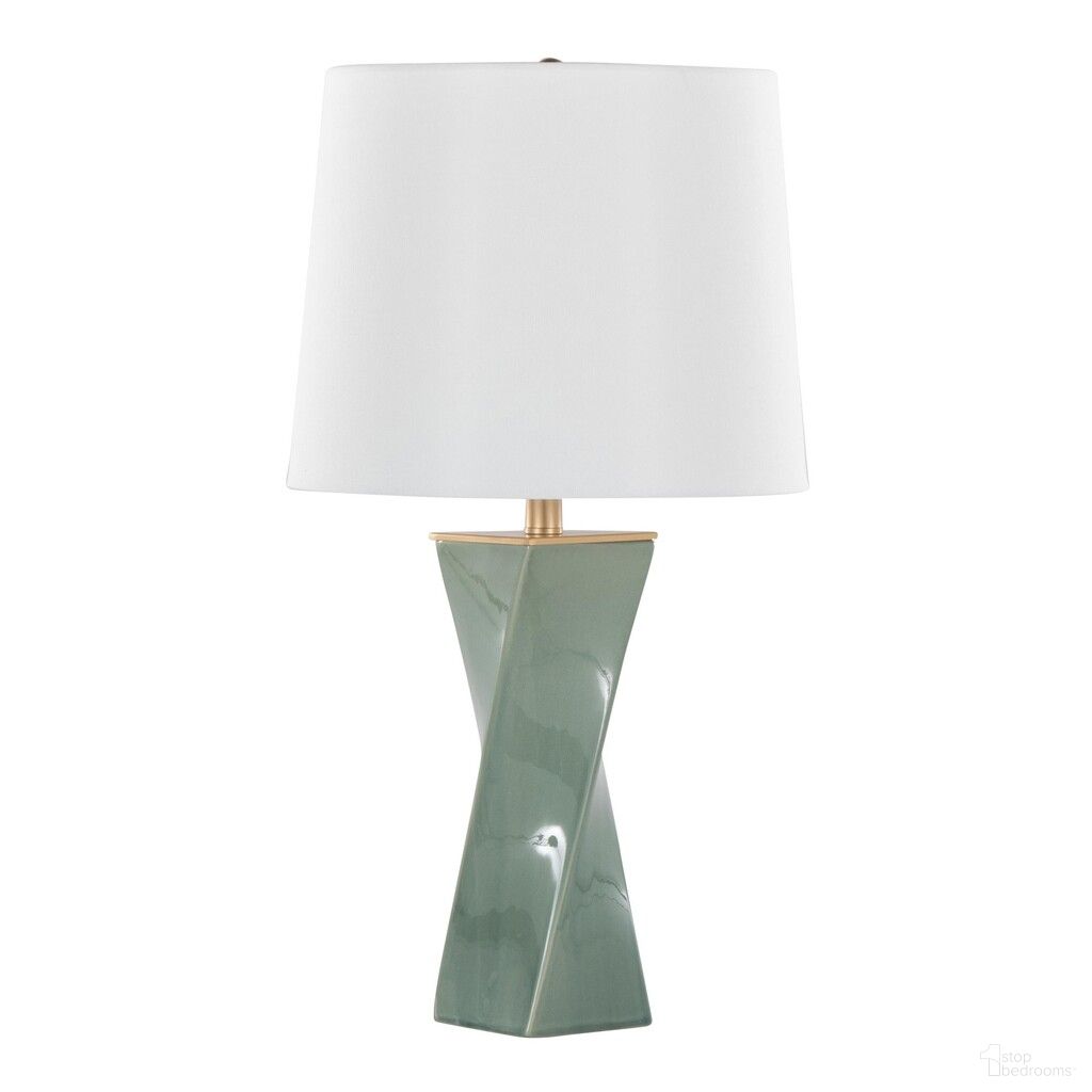 The appearance of Curvo Square 27 Inch Ceramic Table Lamp In Sage Green Ceramic and White designed by Lumisource in the modern / contemporary interior design. This sage green ceramic and white piece of furniture  was selected by 1StopBedrooms from Curvo Collection to add a touch of cosiness and style into your home. Sku: LTL-CURVOSQ GNW. Material: Ceramic.