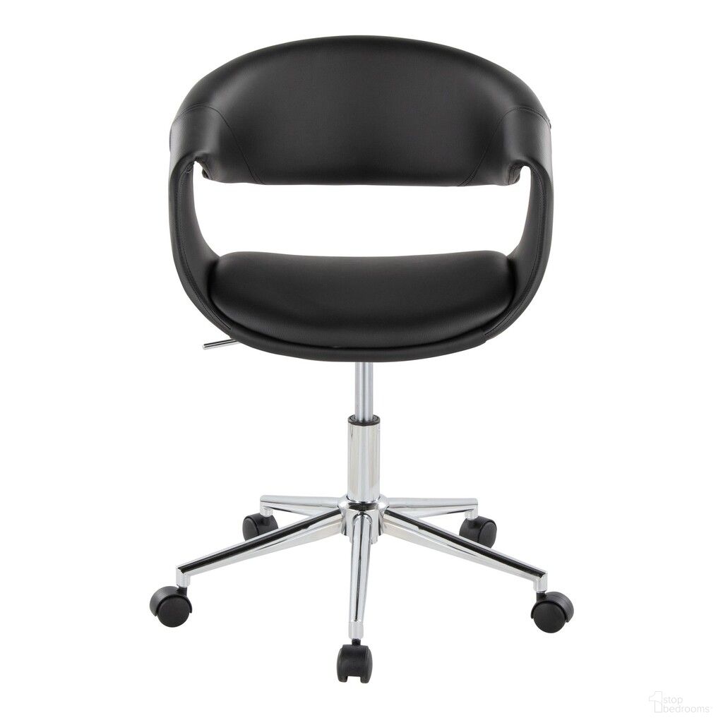The appearance of Curvo Upholstered 5 star Task Chair In Black and Chrome designed by Lumisource in the modern / contemporary interior design. This black and chrome piece of furniture  was selected by 1StopBedrooms from Curvo Collection to add a touch of cosiness and style into your home. Sku: OC-CURVOUPPU-5CSTR1 CHRBK1. Material: Foam.