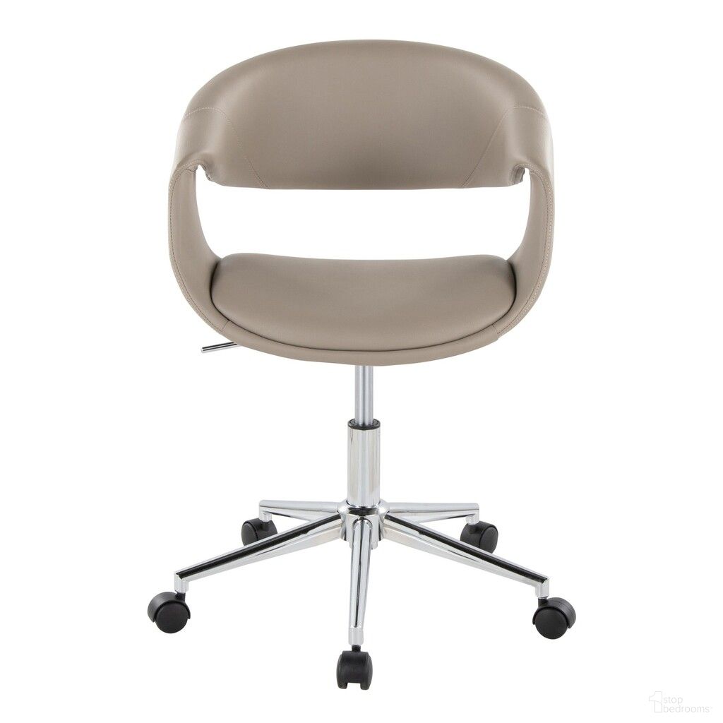 Curvo Upholstered 5 star Task Chair In Light Gray and Chrome