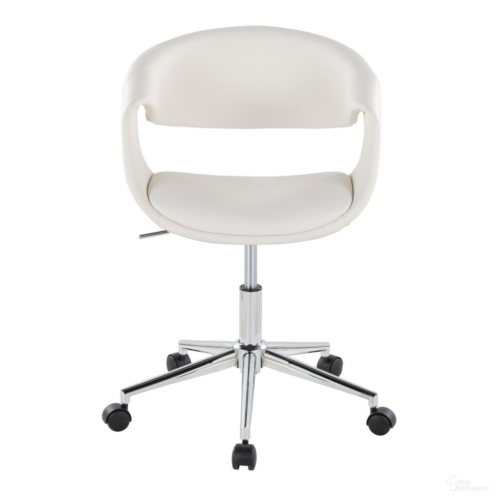 Curvo Upholstered 5 star Task Chair In White and Chrome