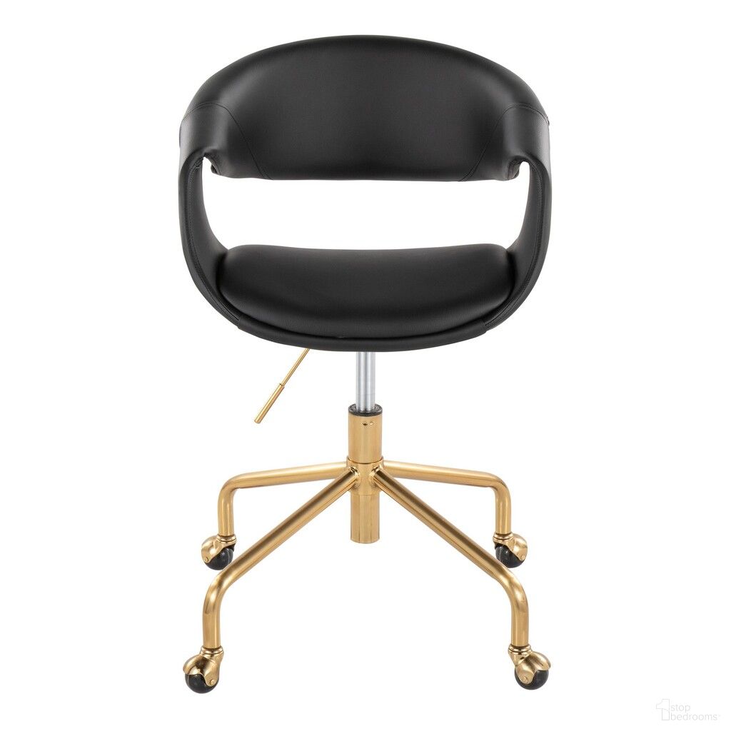 The appearance of Curvo Upholstered Faux Leather Task Chair In Gold and Black designed by Lumisource in the modern / contemporary interior design. This gold/black piece of furniture was selected by 1StopBedrooms from Curvo Collection to add a touch of cosiness and style into your home. Sku: OC-CURVOUPPU-CSTR1 AUBK1. Material: Foam.