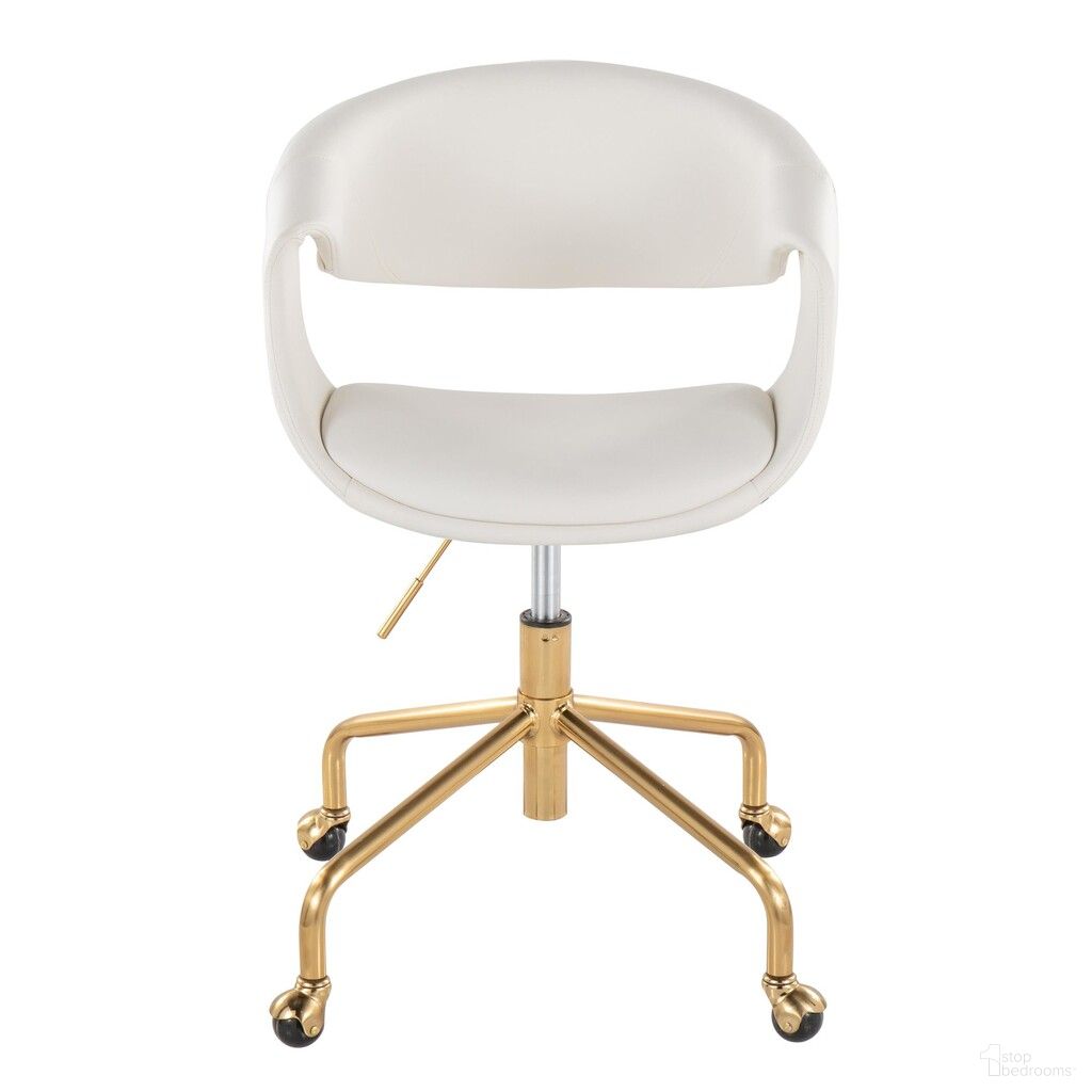 Curvo Upholstered Faux Leather Task Chair In Gold and White