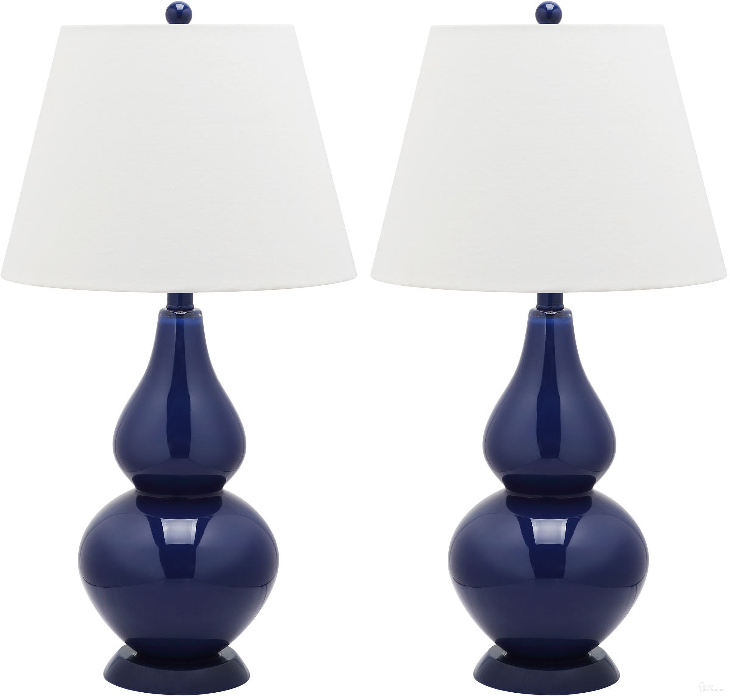 Cybil Navy and Off-White 26 Inch Double Gourd Lamp Set of 2
