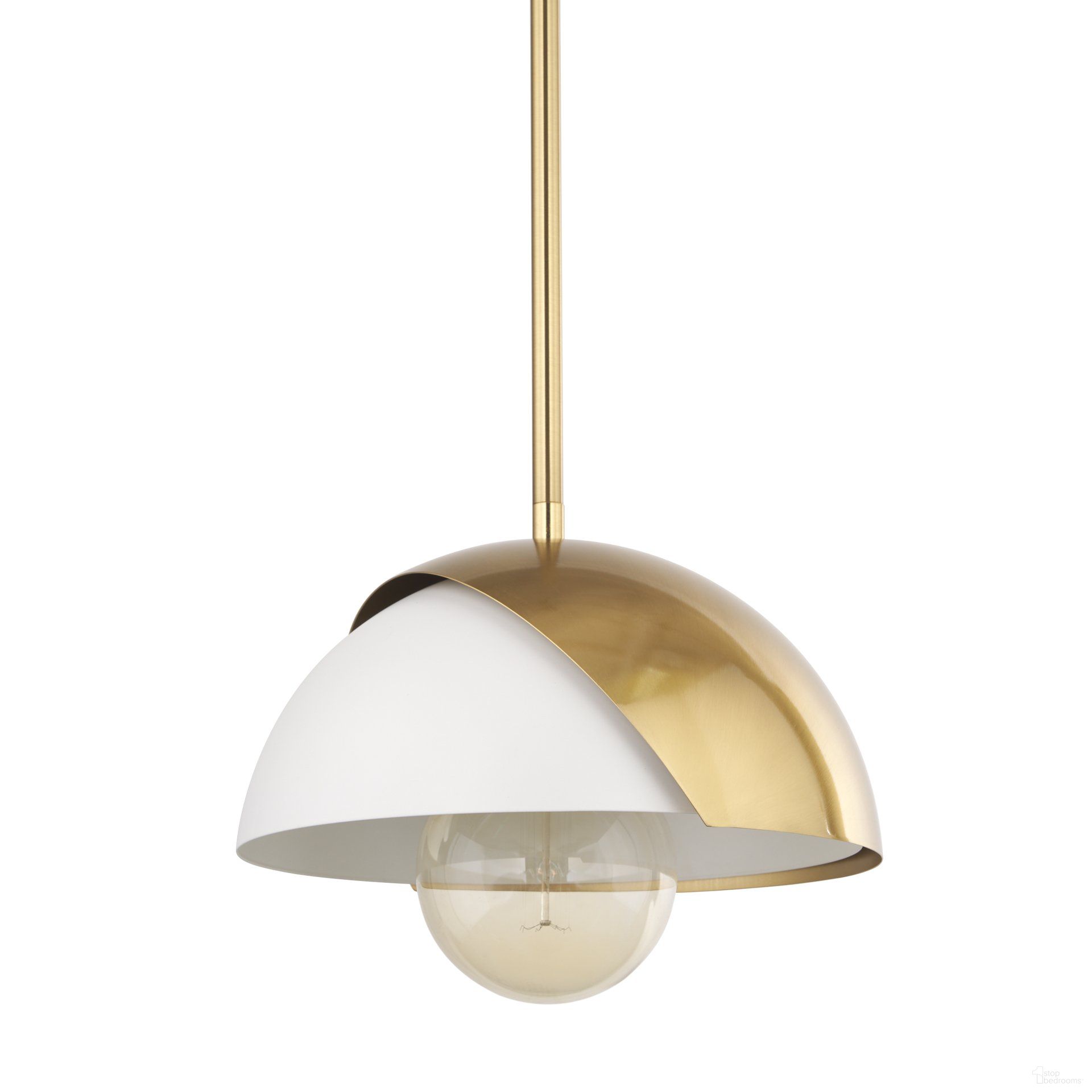 Cybill 1 Light Wall Pendant In Brushed Brass with White Metal Shade