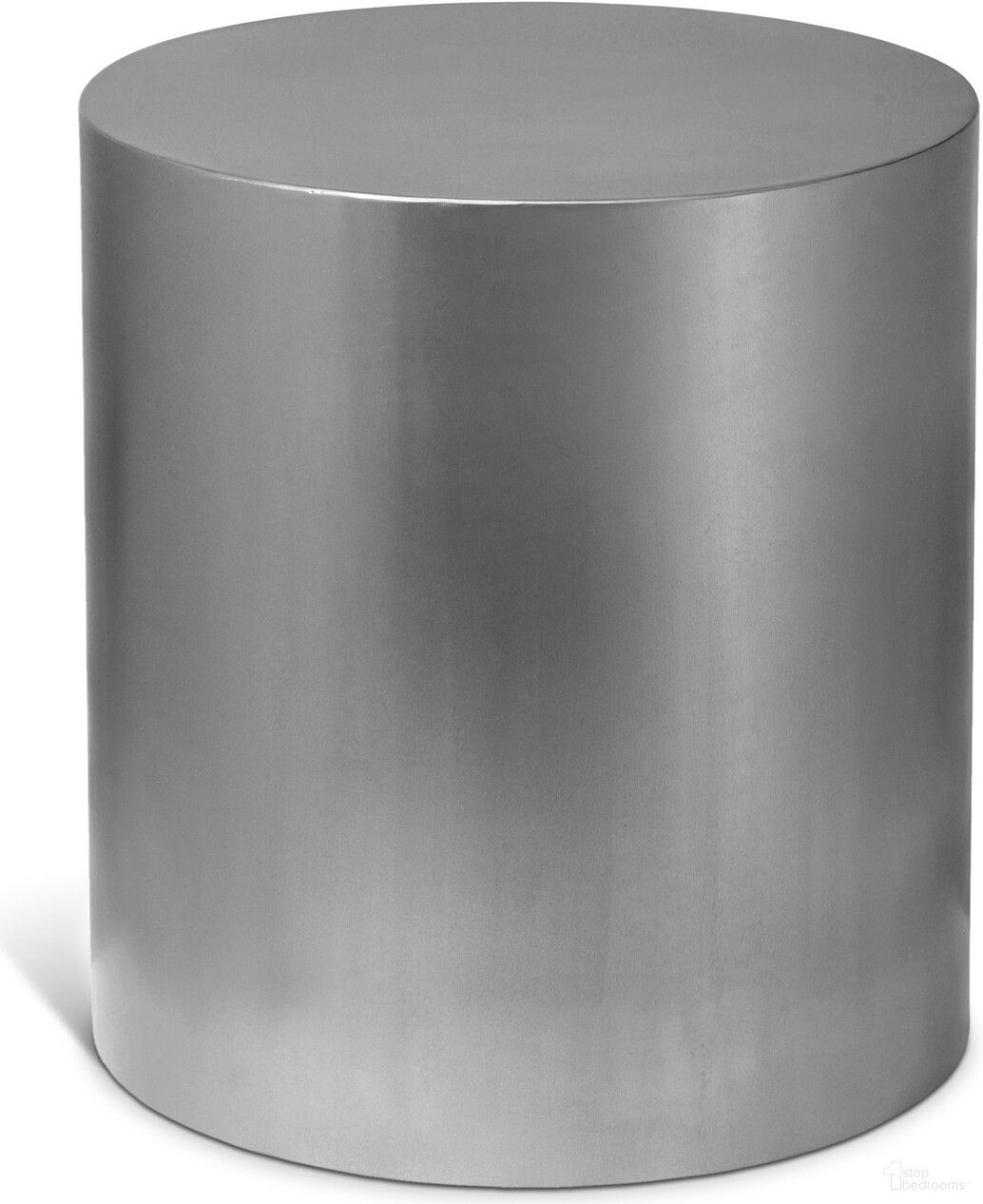 The appearance of Cylinder End Table In Brushed Chrome designed by Meridian in the modern / contemporary interior design. This chrome piece of furniture  was selected by 1StopBedrooms from Cylinder Collection to add a touch of cosiness and style into your home. Sku: 297-ET. Material: Iron.