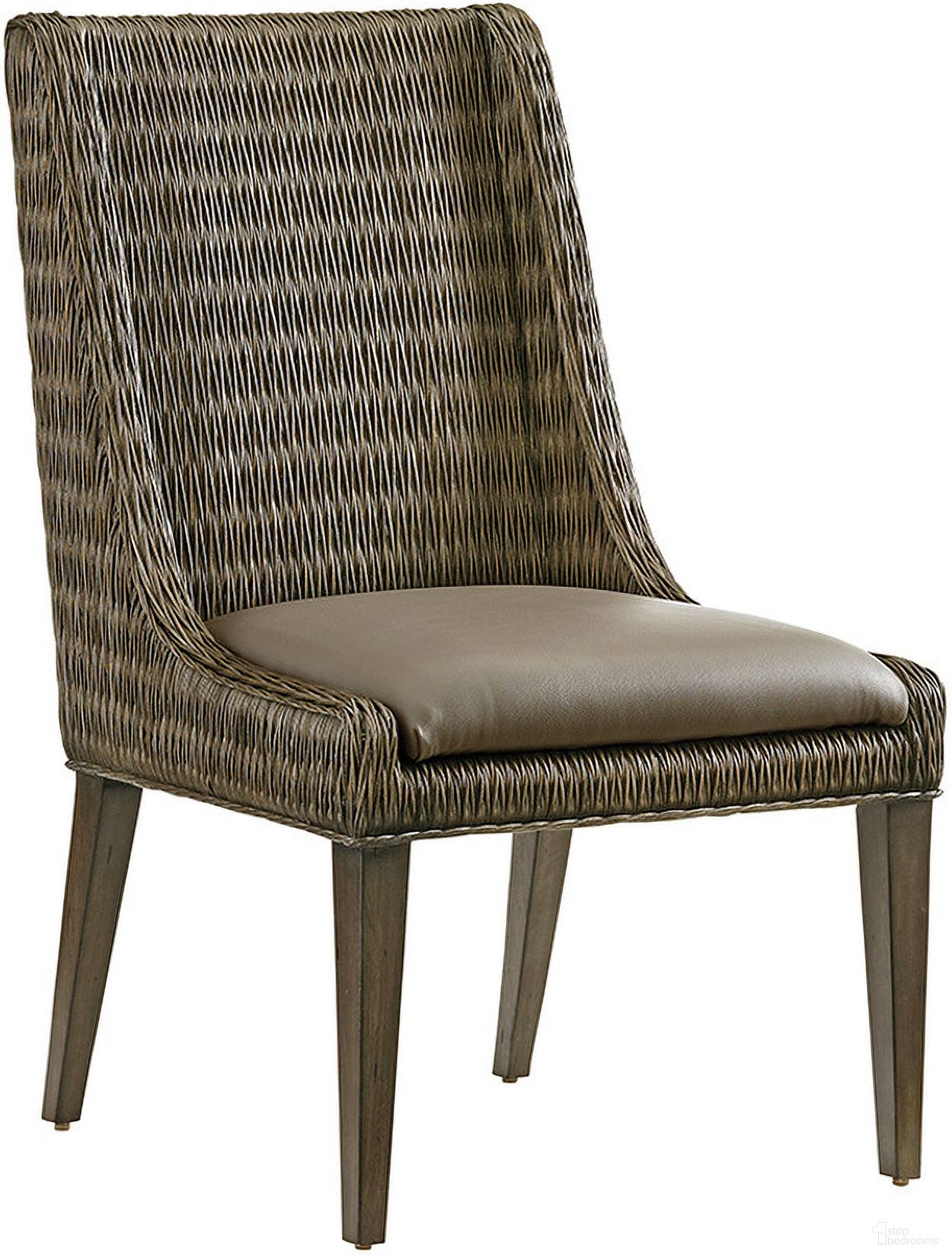 The appearance of Cypress Point Brandon Woven Side Chair Set of 2 In Smoke Gray designed by Tommy Bahama in the coastal interior design. This smoke gray piece of furniture was selected by 1StopBedrooms from Cypress Point Collection to add a touch of cosiness and style into your home. Sku: 562-882-01. Material: Wood. Chair Type: Side Chair.
