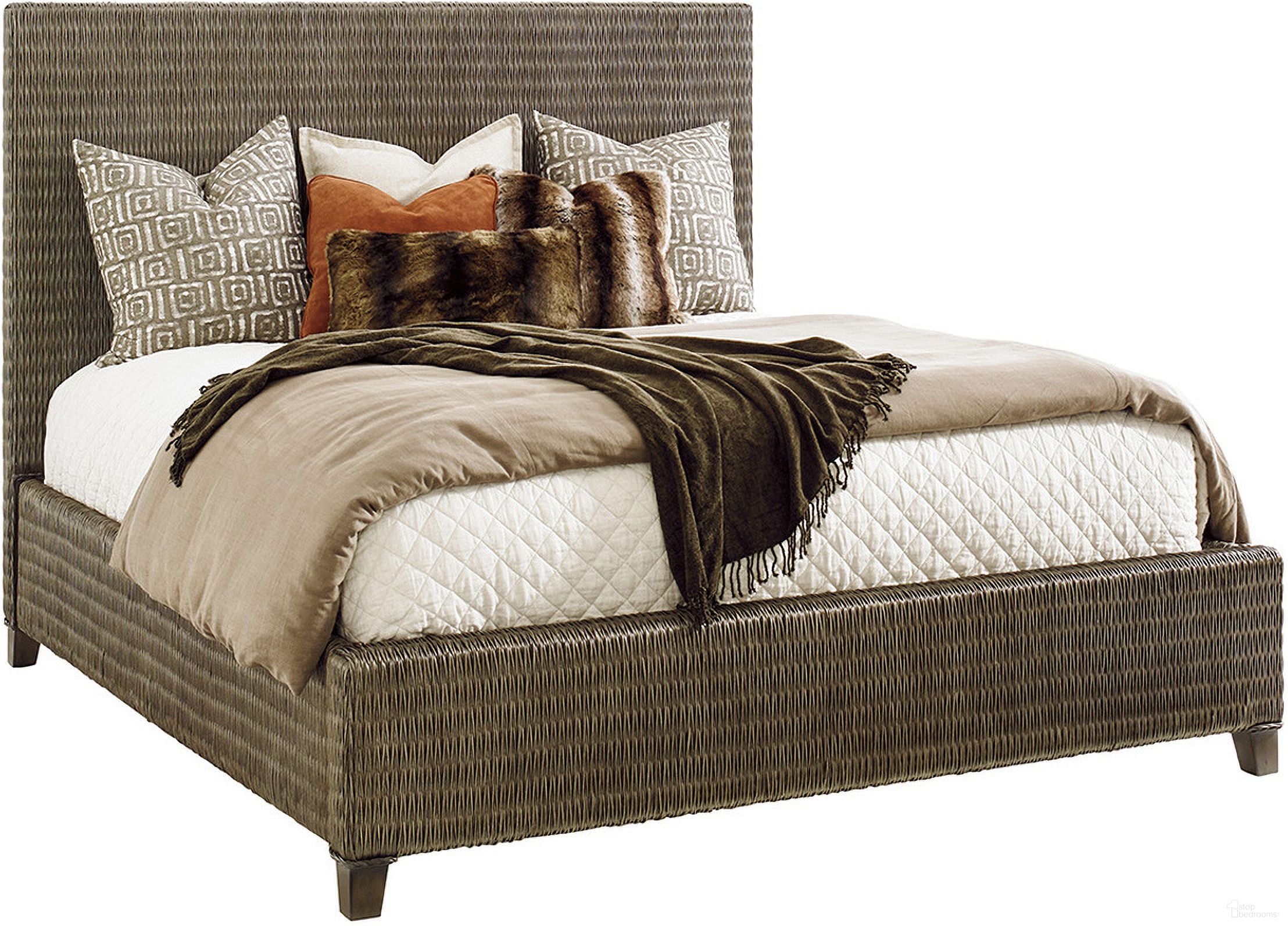 The appearance of Cypress Point Driftwood Isle Woven King Platform Bed In Smoke Gray designed by Tommy Bahama in the transitional interior design. This smoke gray piece of furniture was selected by 1StopBedrooms from Cypress Point Collection to add a touch of cosiness and style into your home. Sku: 562-134C. Bed Type: Platform Bed. Material: Wood. Bed Size: King.