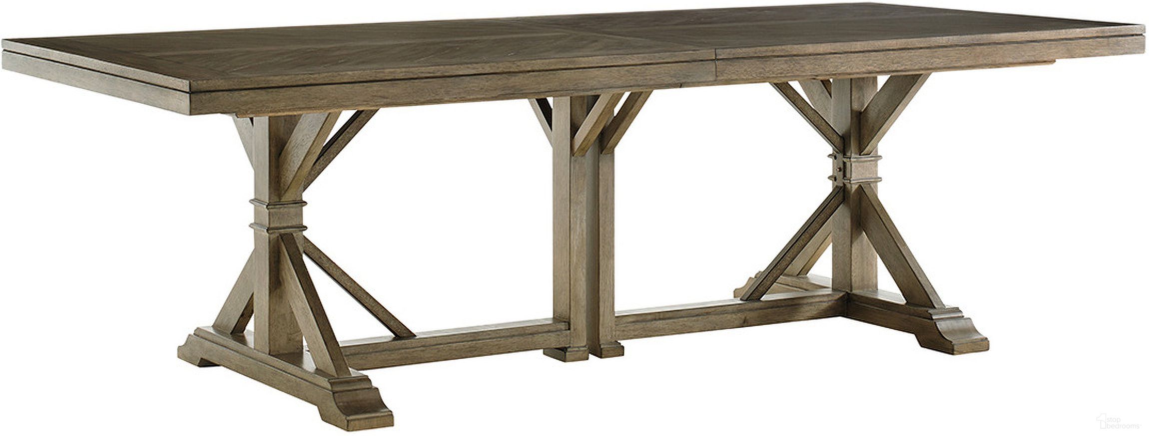 The appearance of Cypress Point Pierpoint Trestle Dining Table In Gray designed by Tommy Bahama in the modern / contemporary interior design. This gray piece of furniture was selected by 1StopBedrooms from Cypress Point Collection to add a touch of cosiness and style into your home. Sku: 561-876C. Table Base Style: Trestle. Material: Wood. Table Top Shape: Rectangular. Size: 44" x 96".