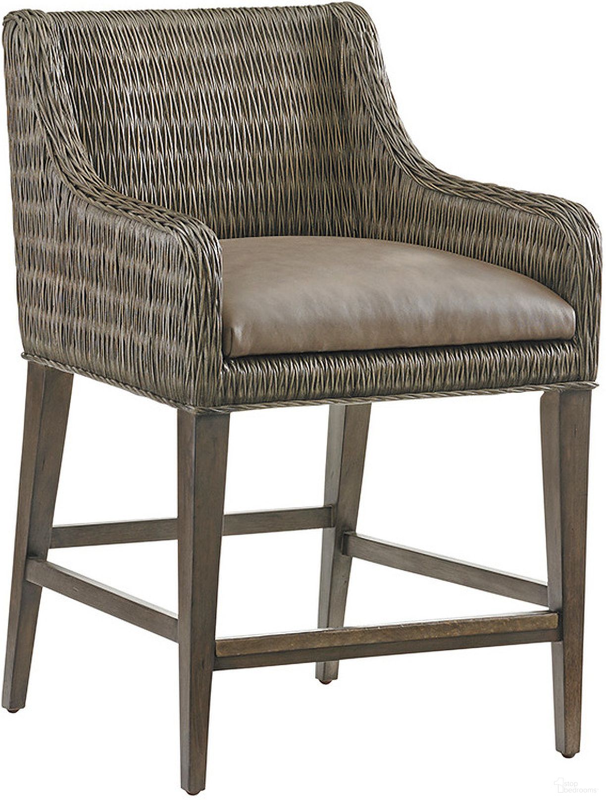 The appearance of Cypress Point Turner Woven Counter Stool Set of 2 In Smoke Gray designed by Tommy Bahama in the coastal interior design. This smoke gray piece of furniture was selected by 1StopBedrooms from Cypress Point Collection to add a touch of cosiness and style into your home. Sku: 562-895-01. Material: Wood.