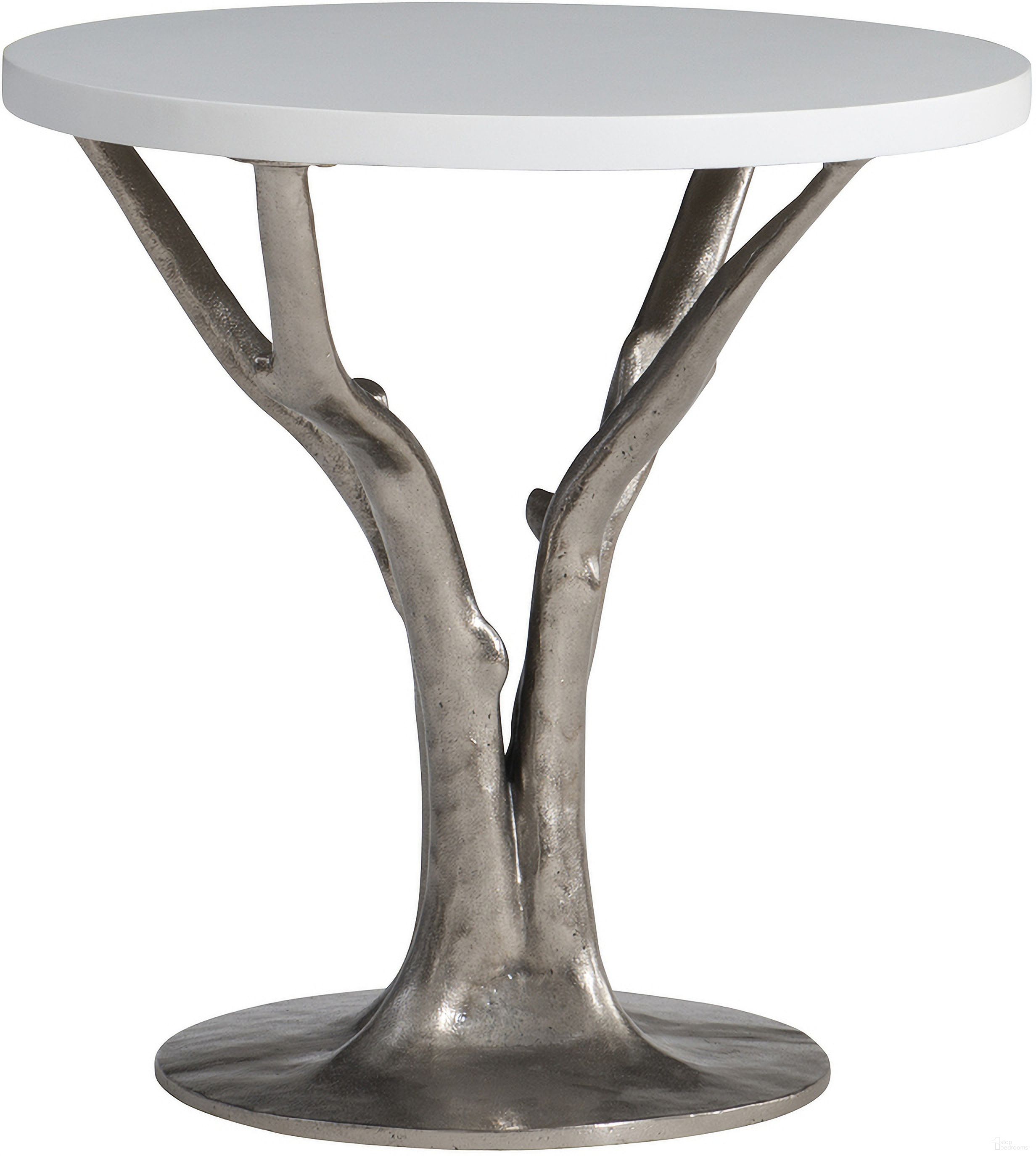 The appearance of Cyprus Outdoor Side Table designed by Bernhardt in the modern / contemporary interior design. This bone/shiny nickel piece of furniture  was selected by 1StopBedrooms from Cyprus Collection to add a touch of cosiness and style into your home. Sku: X05125. Table Top Shape: Round. Material: Concrete.