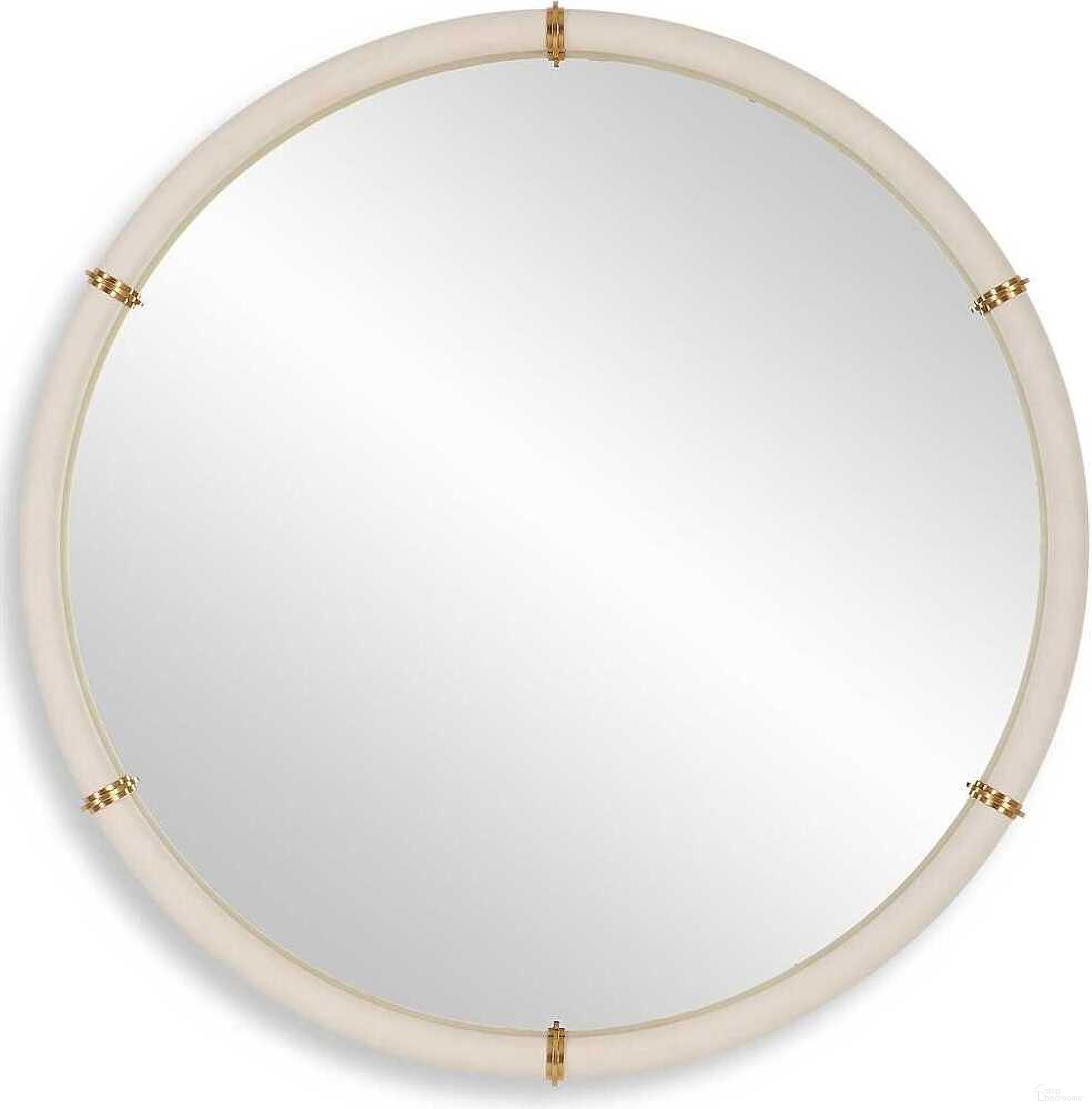 The appearance of Cyprus Round Mirror In White designed by Uttermost in the coastal interior design. This white piece of furniture  was selected by 1StopBedrooms from Cyprus Collection to add a touch of cosiness and style into your home. Sku: 09950. Material: Steel.