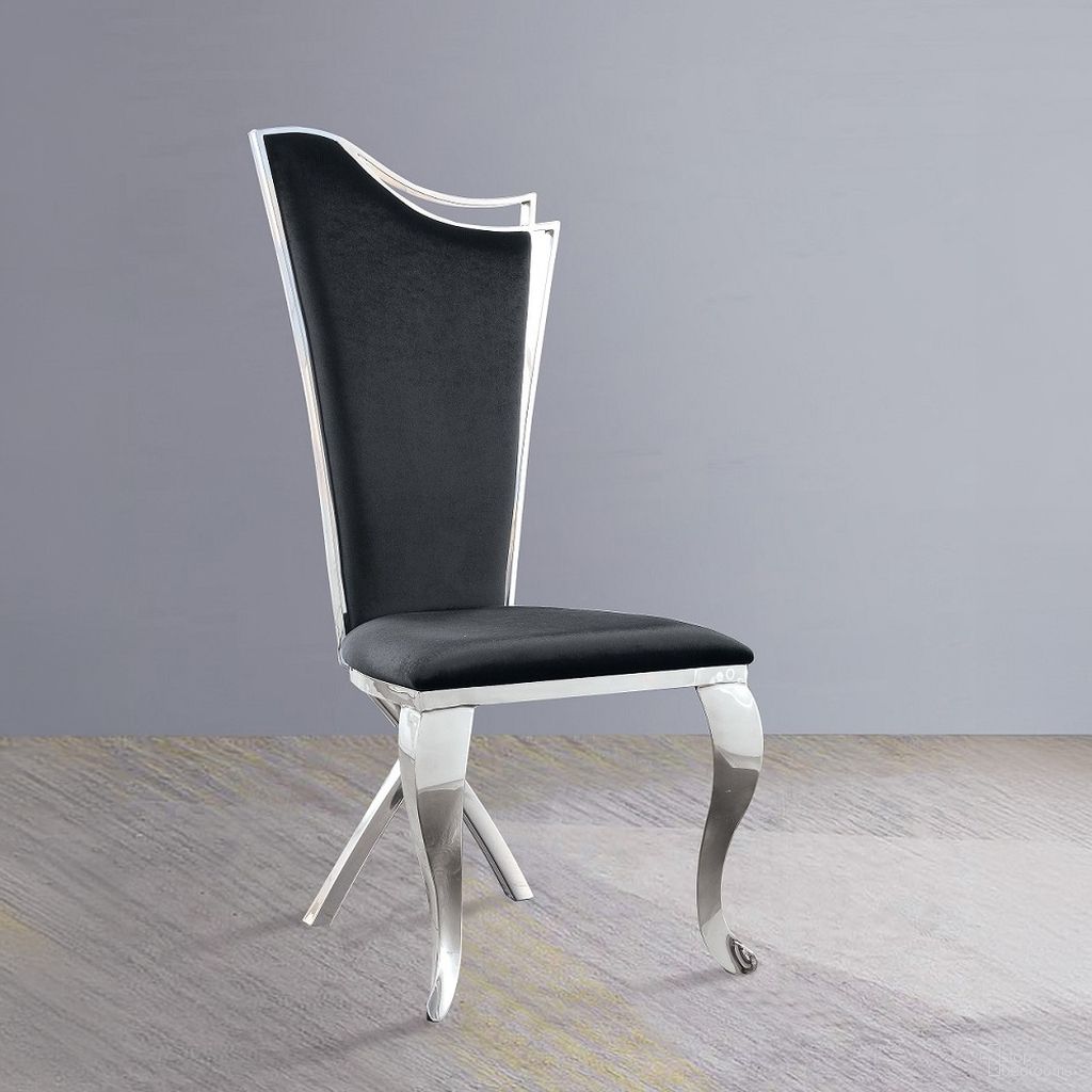 The appearance of Cyrene Side Chair (Fabric) (Set of 2) designed by ACME in the glam interior design. This medium color piece of furniture was selected by 1StopBedrooms from Cyrene Collection to add a touch of cosiness and style into your home. Sku: 62079. Material: Metal. Chair Type: Side Chair.