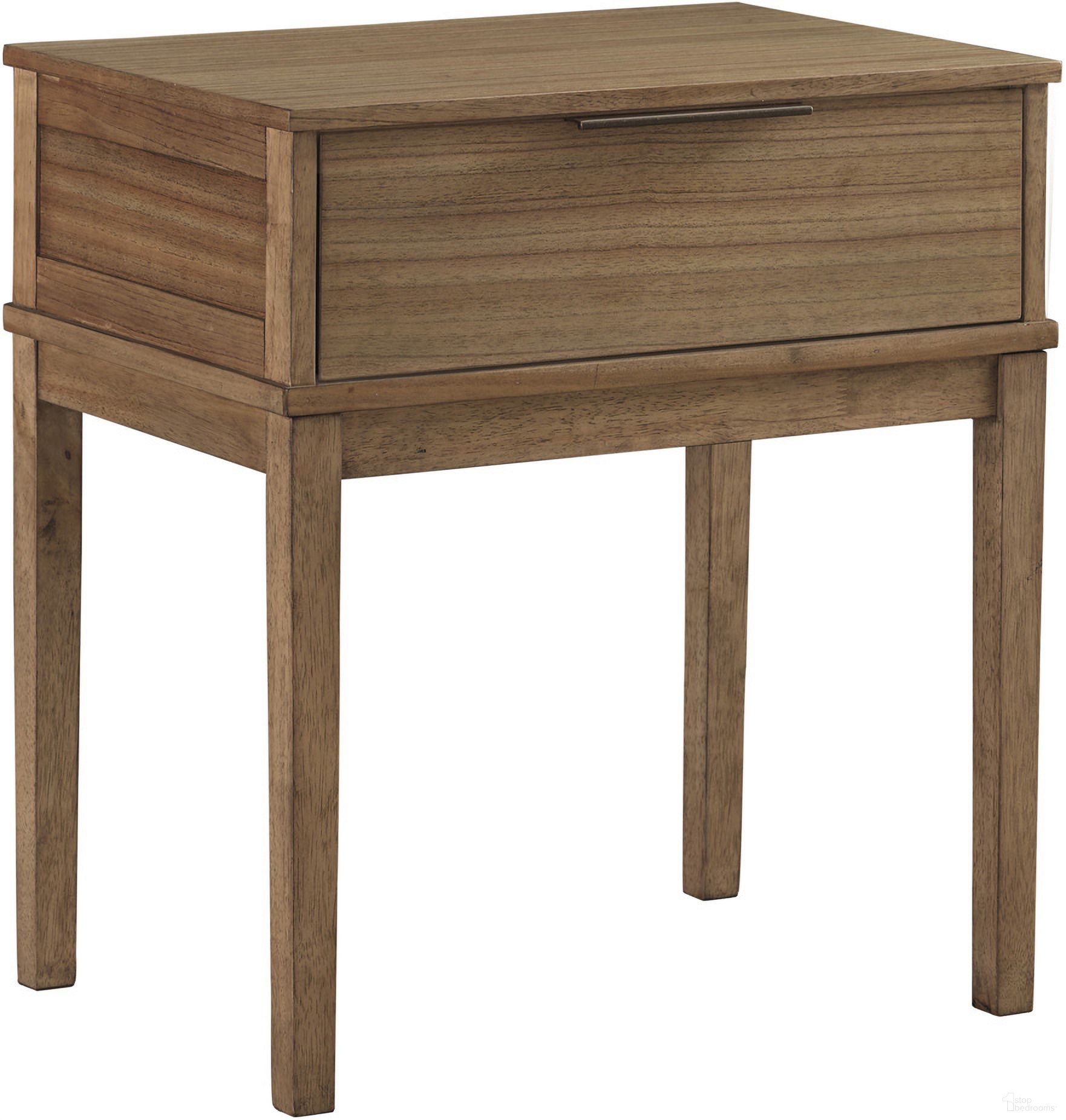 The appearance of Cyrus 1 Drawer Nightstand In Almond Bisque designed by Aspenhome in the transitional interior design. This bisque piece of furniture was selected by 1StopBedrooms from Cyrus Collection to add a touch of cosiness and style into your home. Sku: I3046-451. Material: Wood.