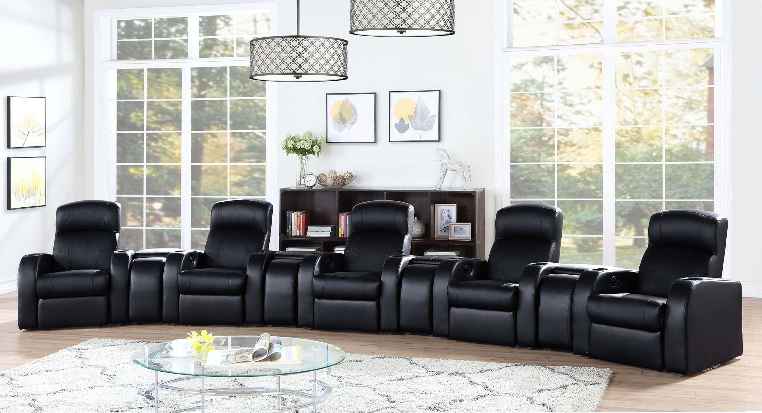 The appearance of Cyrus Upholstered 9 Piece Recliner Living Room Set Black designed by Coaster in the modern / contemporary interior design. This black piece of furniture was selected by 1StopBedrooms from Cyrus Collection to add a touch of cosiness and style into your home. Sku: 600001;600001;600001;600001;600001;600002;600002;600002;600002. Material: Upholstered.