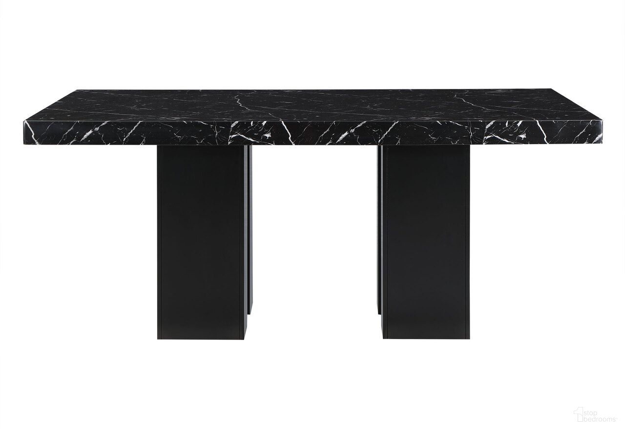 The appearance of D03DT Dining Table In Black designed by Global Furniture USA in the transitional interior design. This black piece of furniture  was selected by 1StopBedrooms from D03DT Collection to add a touch of cosiness and style into your home. Sku: D03DT-BS;D03DT-T. Table Base Style: Legs. Material: Fabric. Table Top Shape: Rectangular. Size: 70" x 42".