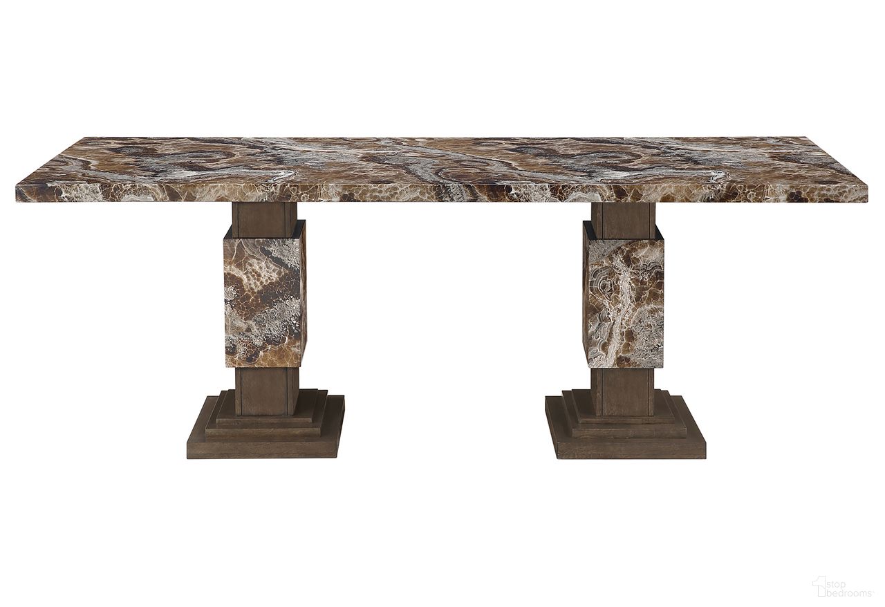 The appearance of D12 Dining Table In Brown designed by Global Furniture USA in the modern / contemporary interior design. This brown piece of furniture  was selected by 1StopBedrooms from D12 Collection to add a touch of cosiness and style into your home. Sku: D12DT-BRWN-BS;D12DT-BRWN-T. Table Base Style: Double Pedestal. Material: MDF. Table Top Shape: Rectangular. Size: 40" x 82".