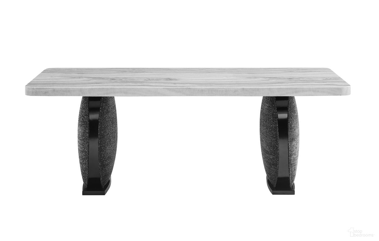 The appearance of D2502 Dining Table In Black and Grey designed by Global Furniture USA in the modern / contemporary interior design. This black/grey piece of furniture was selected by 1StopBedrooms from D2502 Collection to add a touch of cosiness and style into your home. Sku: D2502DT-BS;D2502DT-T. Table Base Style: Double Pedestal. Material: Fabric. Table Top Shape: Rectangular. Size: 43" x 84".