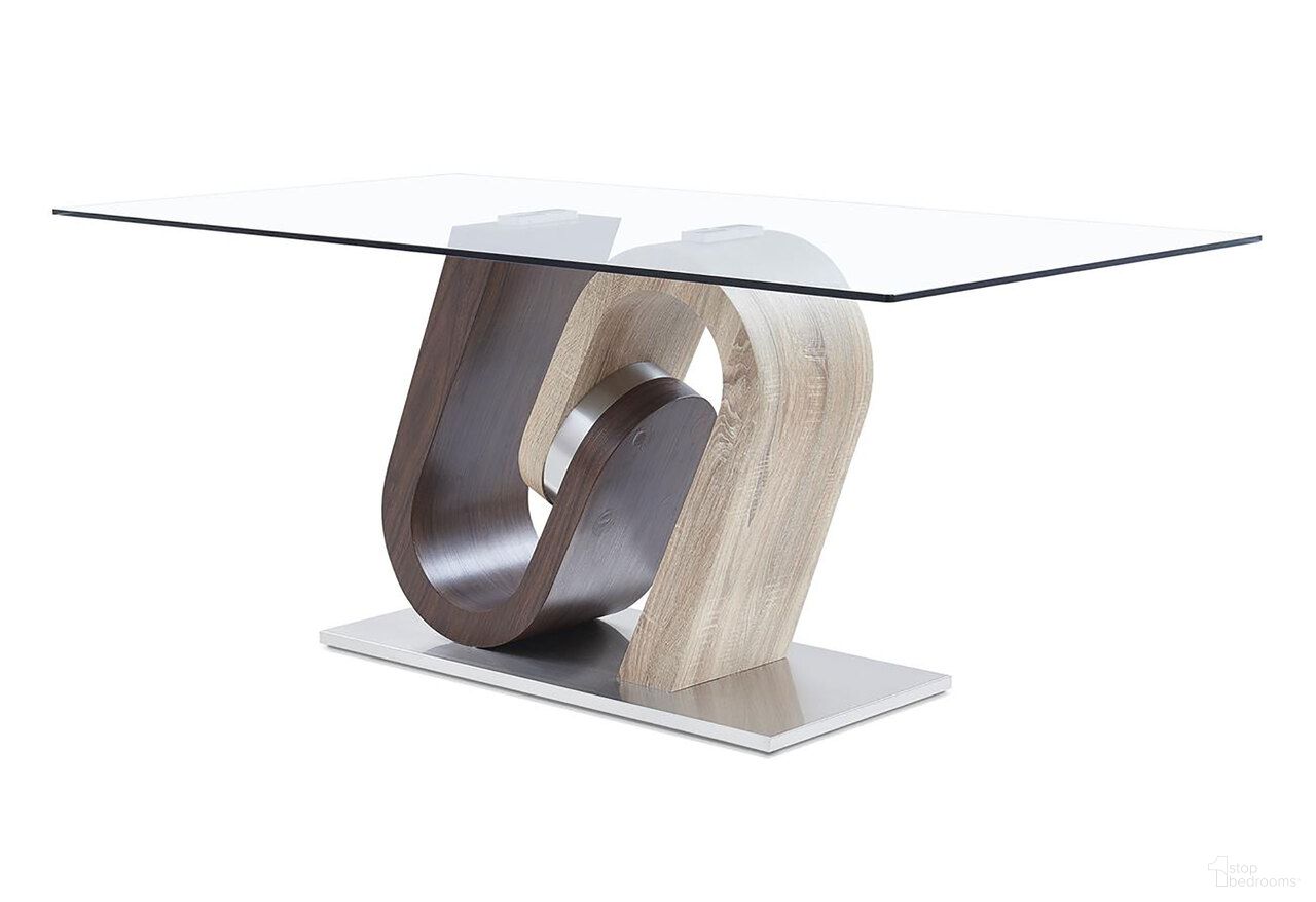 The appearance of D4126N Dining Table In Dark Brown and Oak designed by Global Furniture USA in the modern / contemporary interior design. This dark brown/oak piece of furniture  was selected by 1StopBedrooms from D4126N Collection to add a touch of cosiness and style into your home. Sku: D4126NDT-TG-2;D4126NDT-POLE-2;D4126NDT-BASE-2. Table Base Style: Pedestal. Material: Glass. Table Top Shape: Rectangular. Size: 39" x 71".