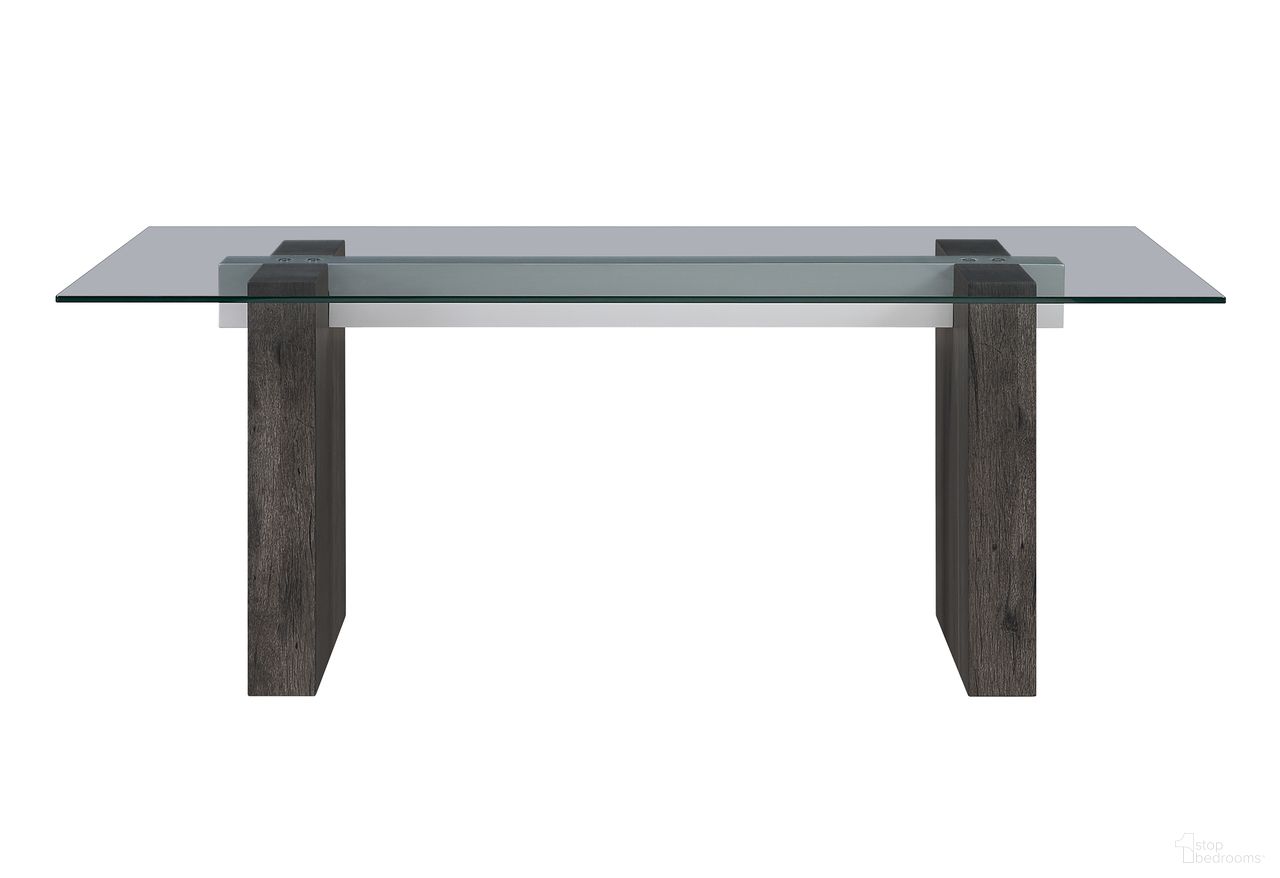 The appearance of D4238 Dining Table In Clear and Dark Brown designed by Global Furniture USA in the modern / contemporary interior design. This clear/dark brown piece of furniture  was selected by 1StopBedrooms from D4238 Collection to add a touch of cosiness and style into your home. Sku: D4238DT-TG;D4238DT-BS. Table Base Style: Double Pedestal. Material: Glass. Table Top Shape: Rectangular. Size: 40" x 78".