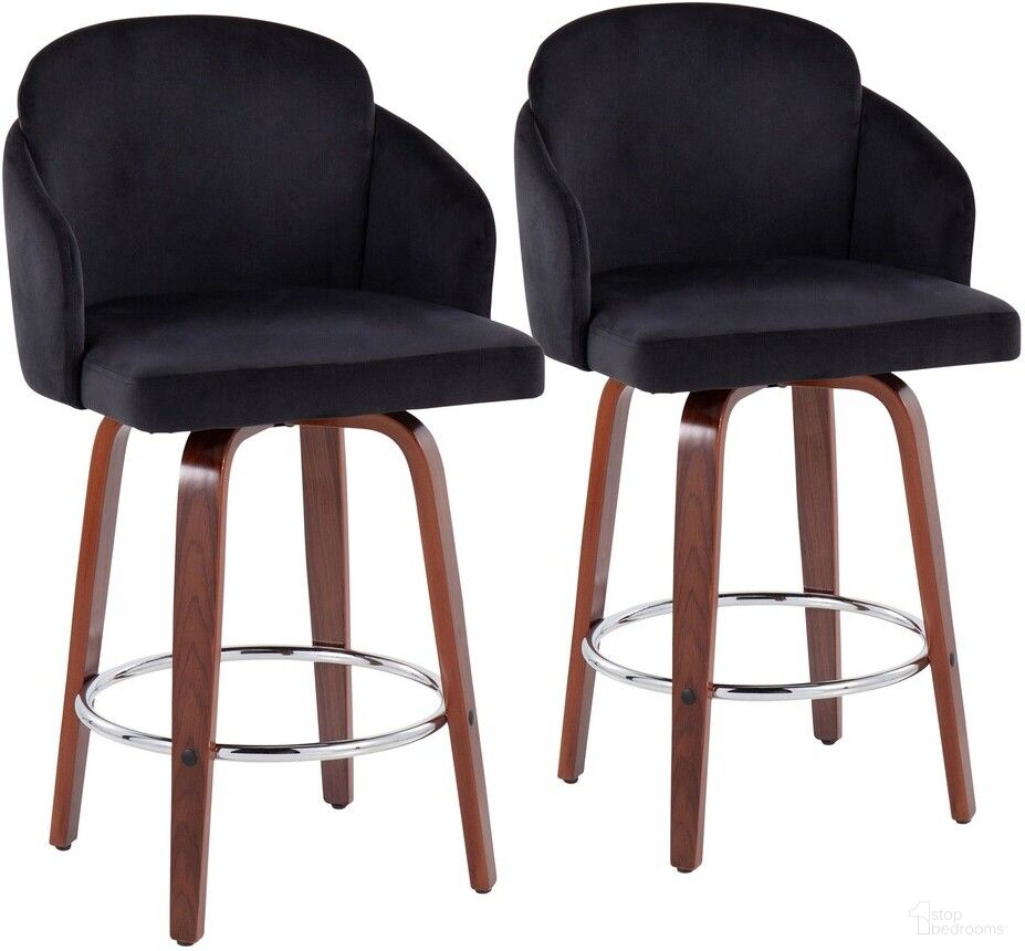 The appearance of Dahlia Counter Stool Set of 2 In Black designed by Lumisource in the modern / contemporary interior design. This black piece of furniture was selected by 1StopBedrooms from Dahlia Collection to add a touch of cosiness and style into your home. Sku: B26-DAHLIA-R2 WLVBK2. Material: Wood.