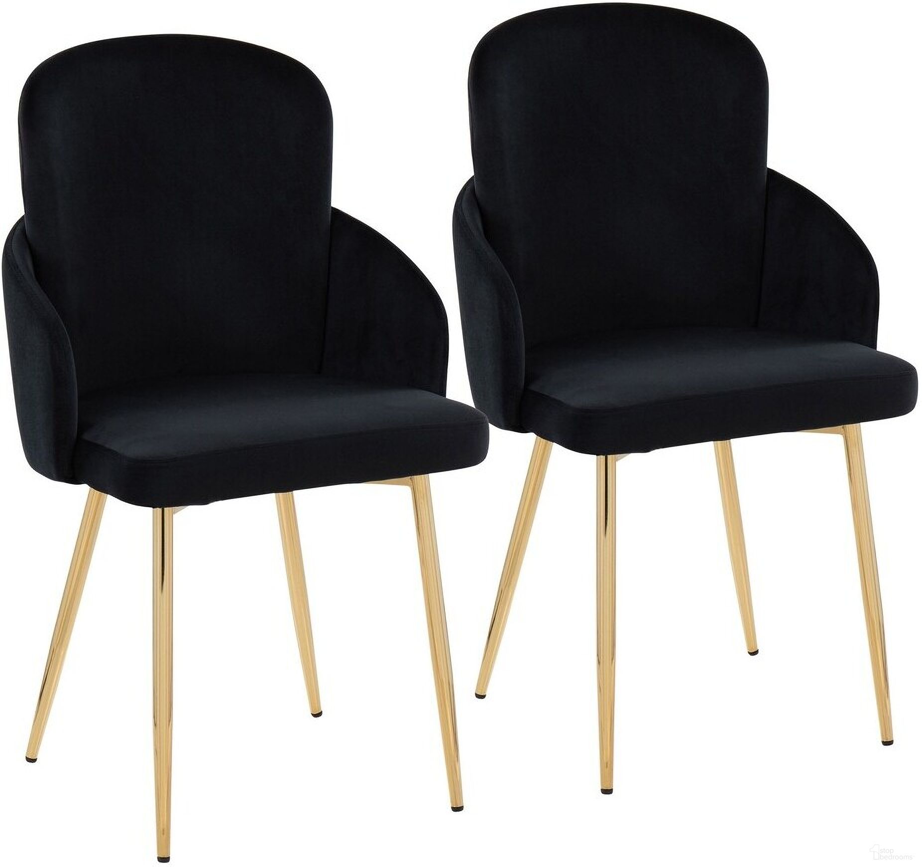 The appearance of Dahlia Fabric Dining Chair Set of 2 In Black and Gold designed by Lumisource in the modern / contemporary interior design. This black and gold piece of furniture was selected by 1StopBedrooms from Dahlia Collection to add a touch of cosiness and style into your home. Sku: CH-DAHLIA2 AUVBK2. Material: Metal. Chair Type: Side Chair.