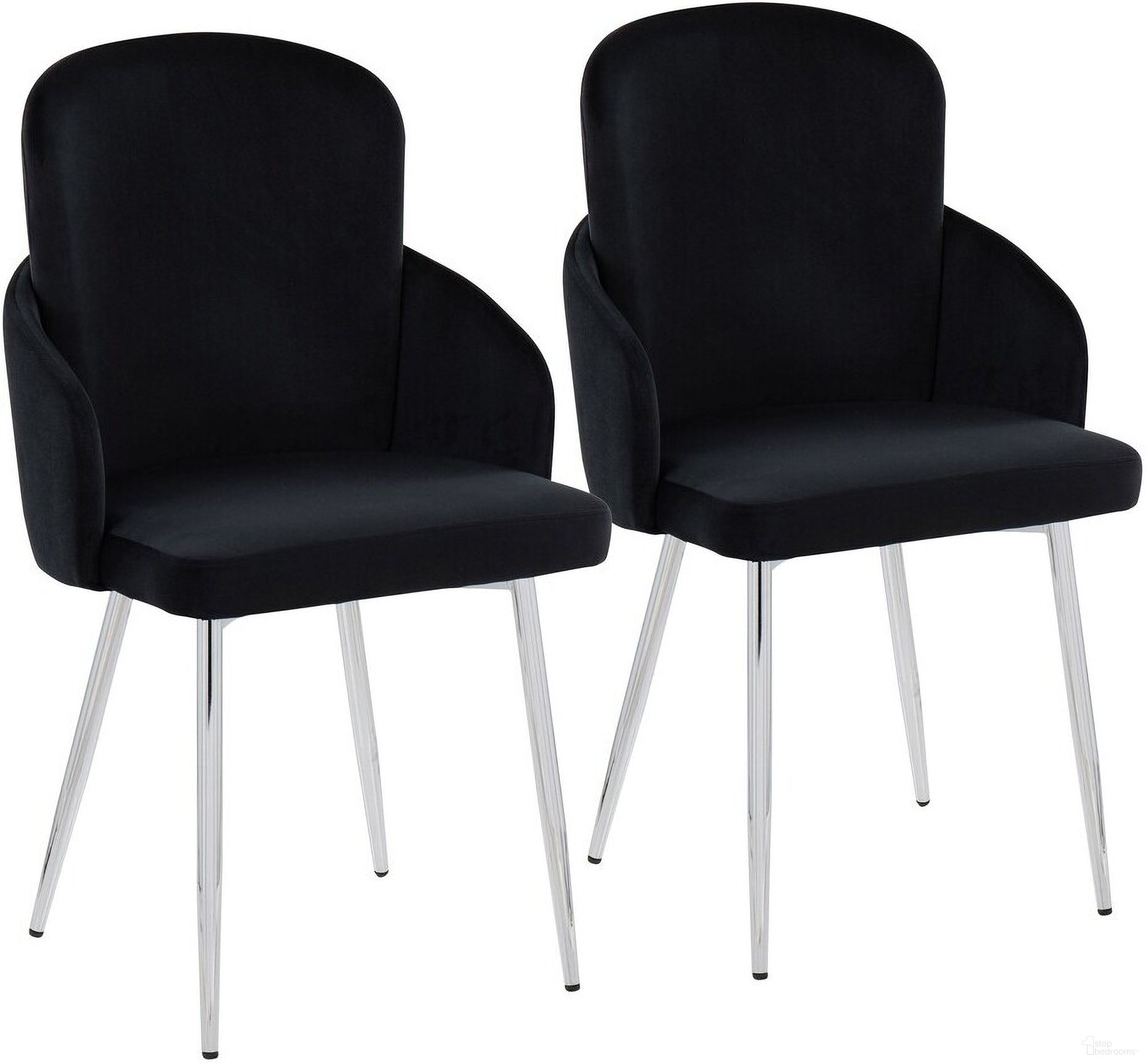 The appearance of Dahlia Dining Chair Set of 2 In Black/Silver designed by Lumisource in the modern / contemporary interior design. This black/silver piece of furniture was selected by 1StopBedrooms from Dahlia Collection to add a touch of cosiness and style into your home. Sku: CH-DAHLIA2 SVVBK2. Material: Metal. Chair Type: Side Chair.