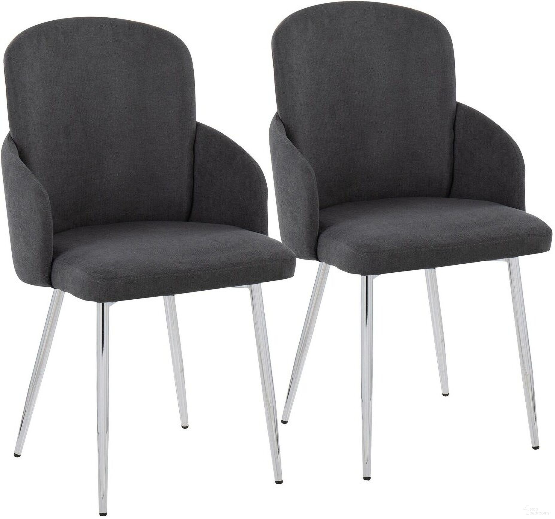 The appearance of Dahlia Dining Chair Set of 2 In Grey designed by Lumisource in the modern / contemporary interior design. This grey piece of furniture was selected by 1StopBedrooms from Dahlia Collection to add a touch of cosiness and style into your home. Sku: CH-DAHLIA2 SVFGY2. Material: Metal. Chair Type: Side Chair.