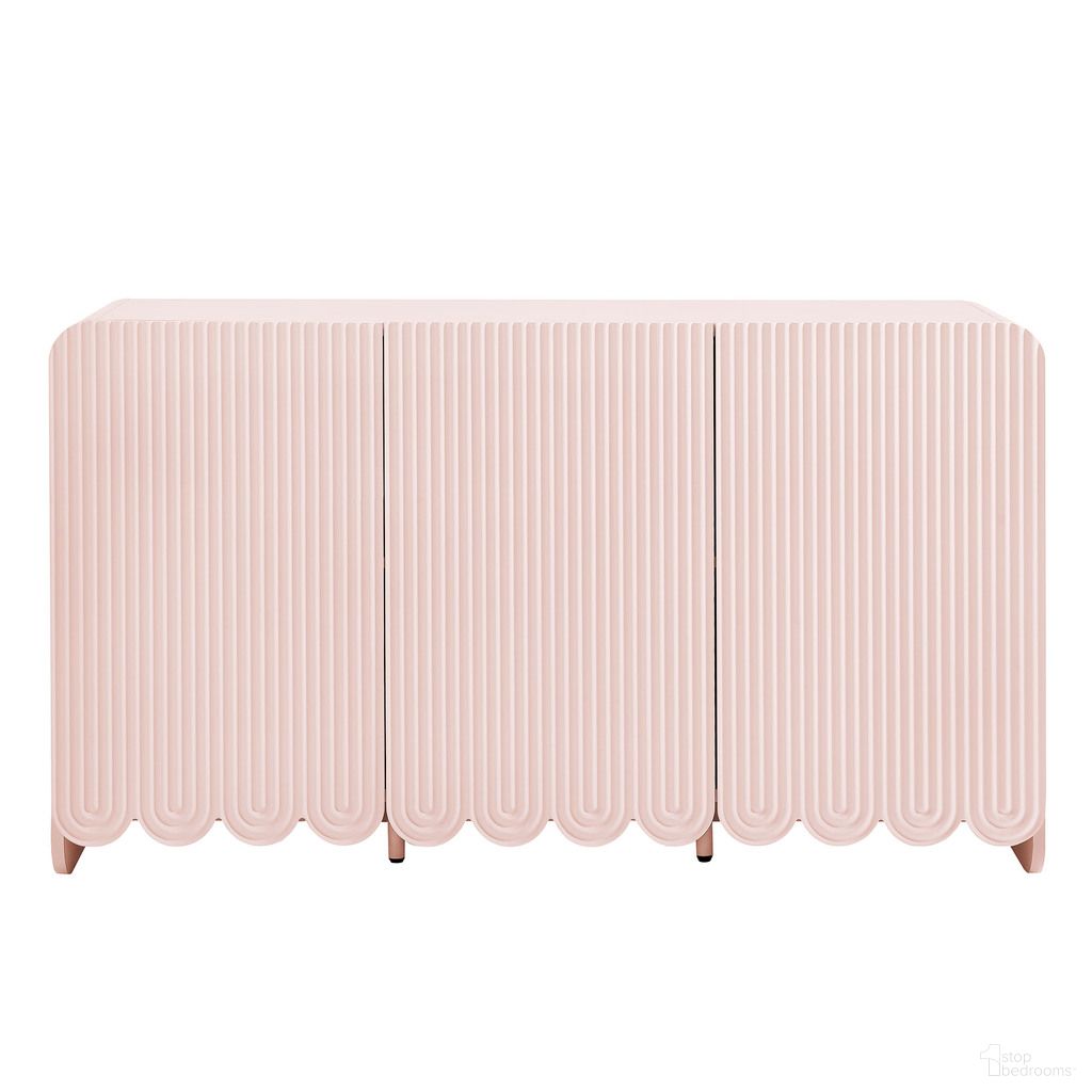 The appearance of Dahlia Fluted and Scalloped Sideboard Storage Cabinet In Soft Pink designed by Modway in the modern / contemporary interior design. This soft pink piece of furniture was selected by 1StopBedrooms from Dahlia Collection to add a touch of cosiness and style into your home. Sku: EEI-7241-PNK. Material: Engineered Wood.