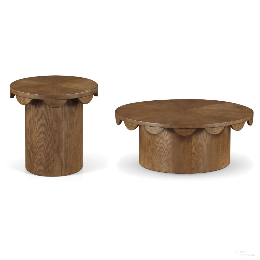 The appearance of Dahlia Oak Veneer Occasional Table Set In Brown designed by Meridian in the modern / contemporary interior design. This brown piece of furniture  was selected by 1StopBedrooms from Dahlia Collection to add a touch of cosiness and style into your home. Sku: 99094Brown-CT;99094Brown-ET. Material: MDF.