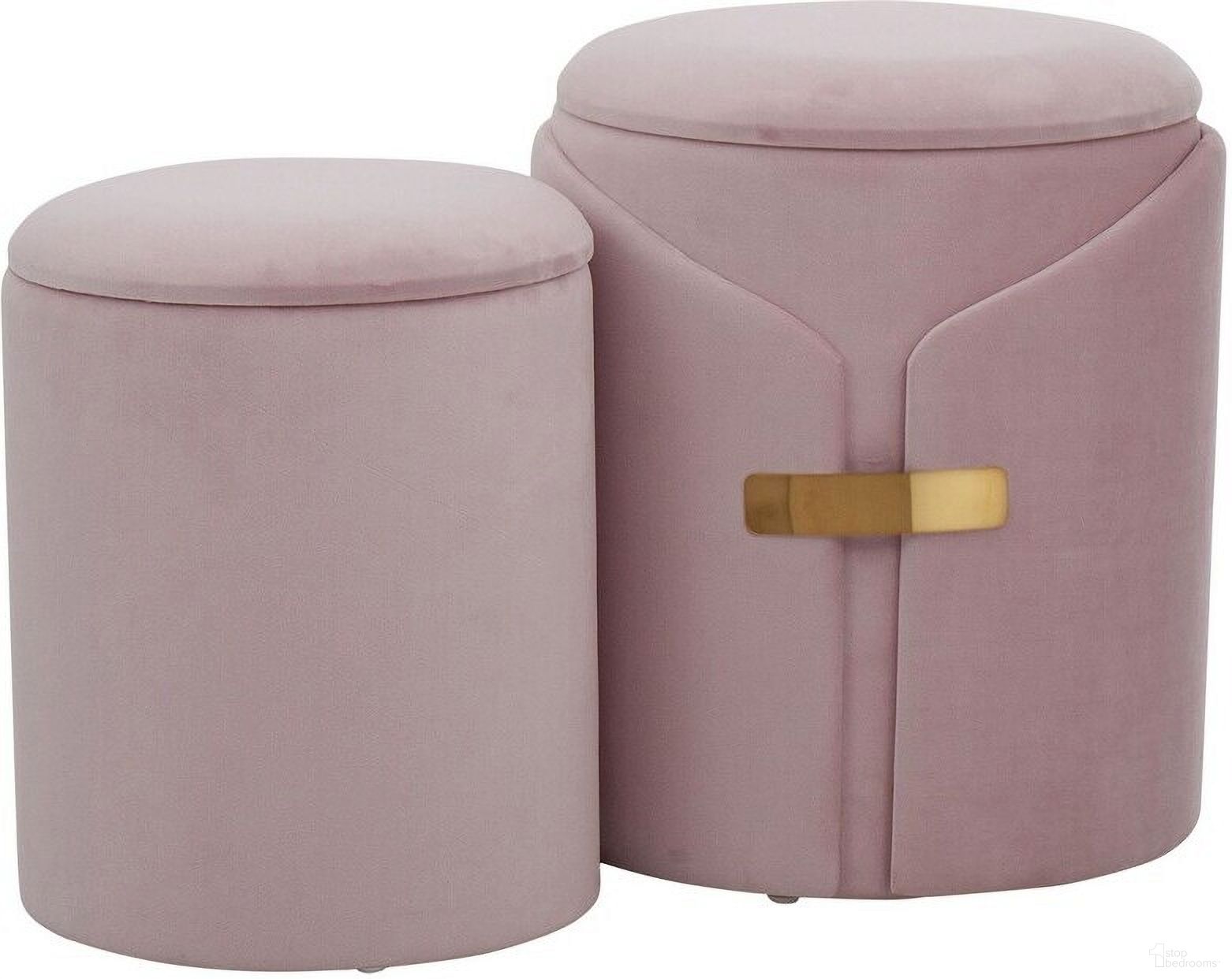 The appearance of Dahlia Ottoman Set In Pink and Gold designed by Lumisource in the modern / contemporary interior design. This pink and gold piece of furniture  was selected by 1StopBedrooms from Dahlia Collection to add a touch of cosiness and style into your home. Sku: OT2-DAHLIA AUVPK. Material: Velvet.