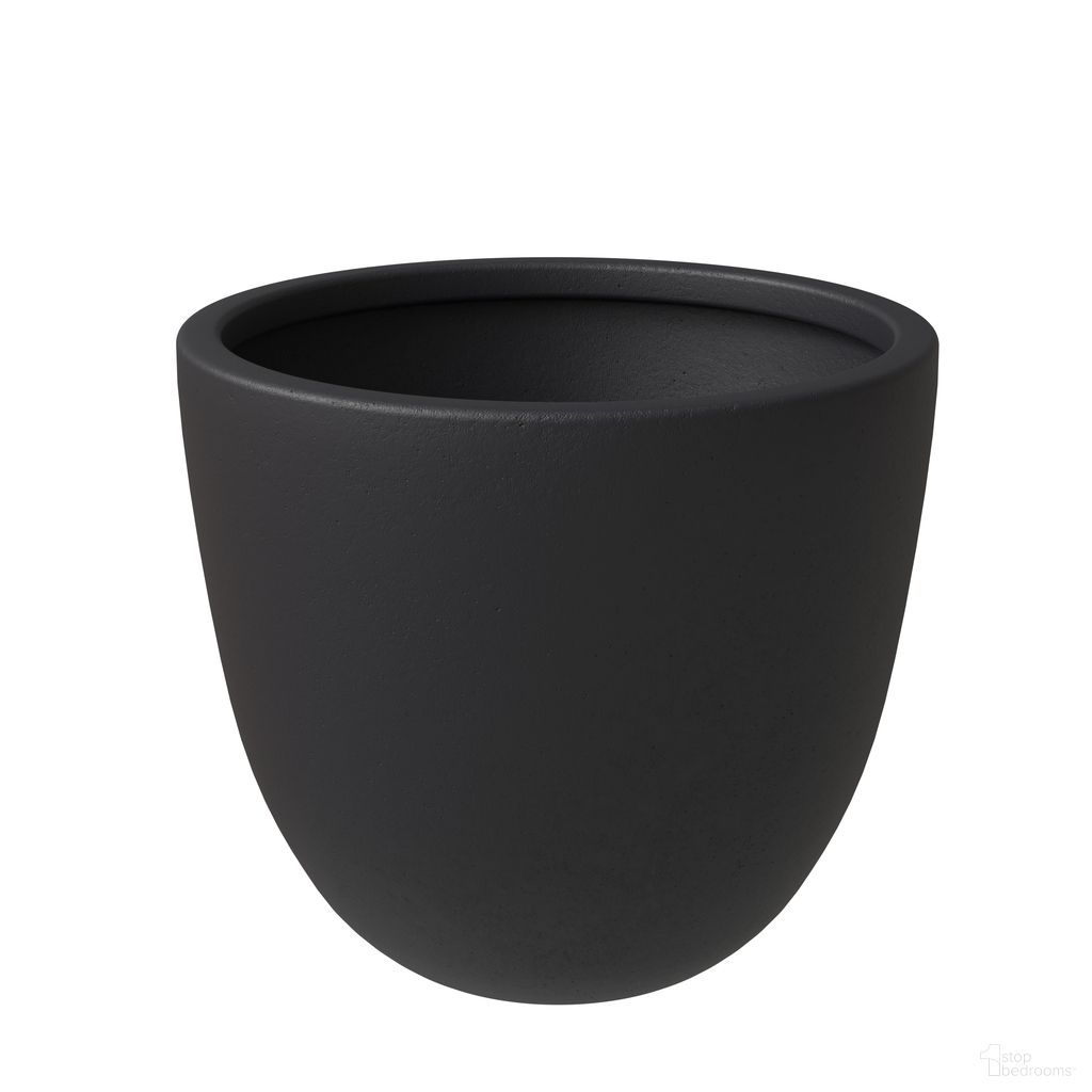 Dahlia Poly Stone 14.4 Dia. Planter In Black