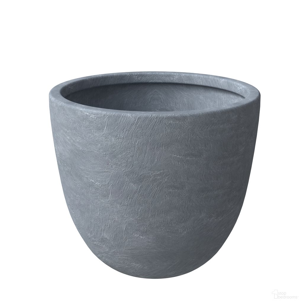 Dahlia Poly Stone 17.5 Dia. Planter In Aged Concrete