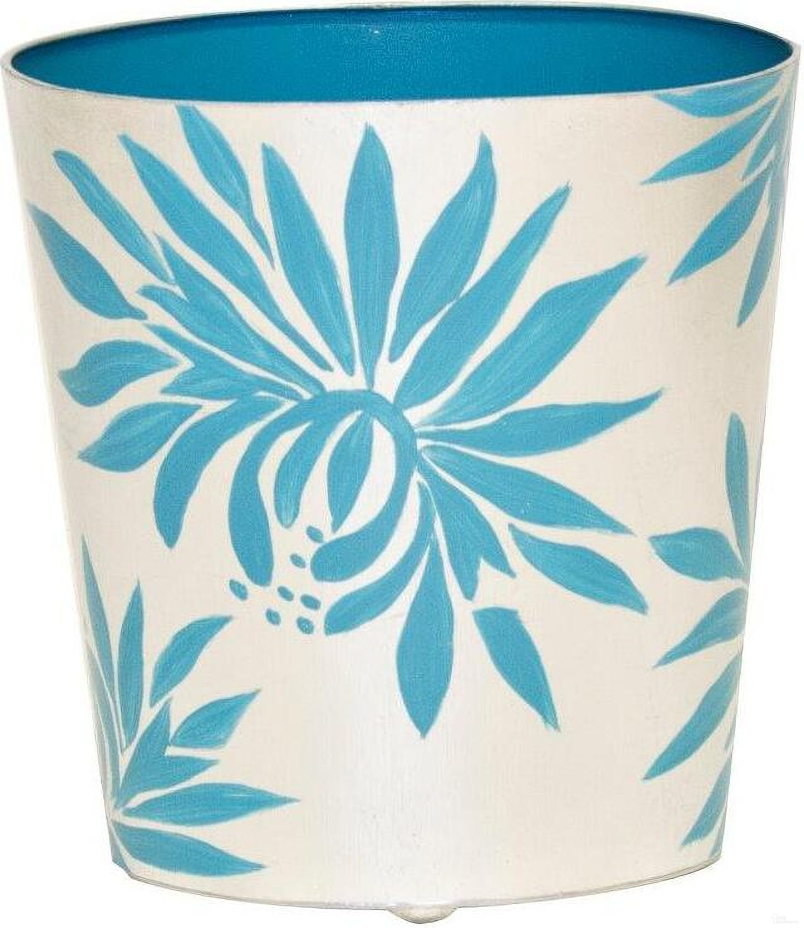 Dahlia Silver Leaf And Blue Oval Wastebasket