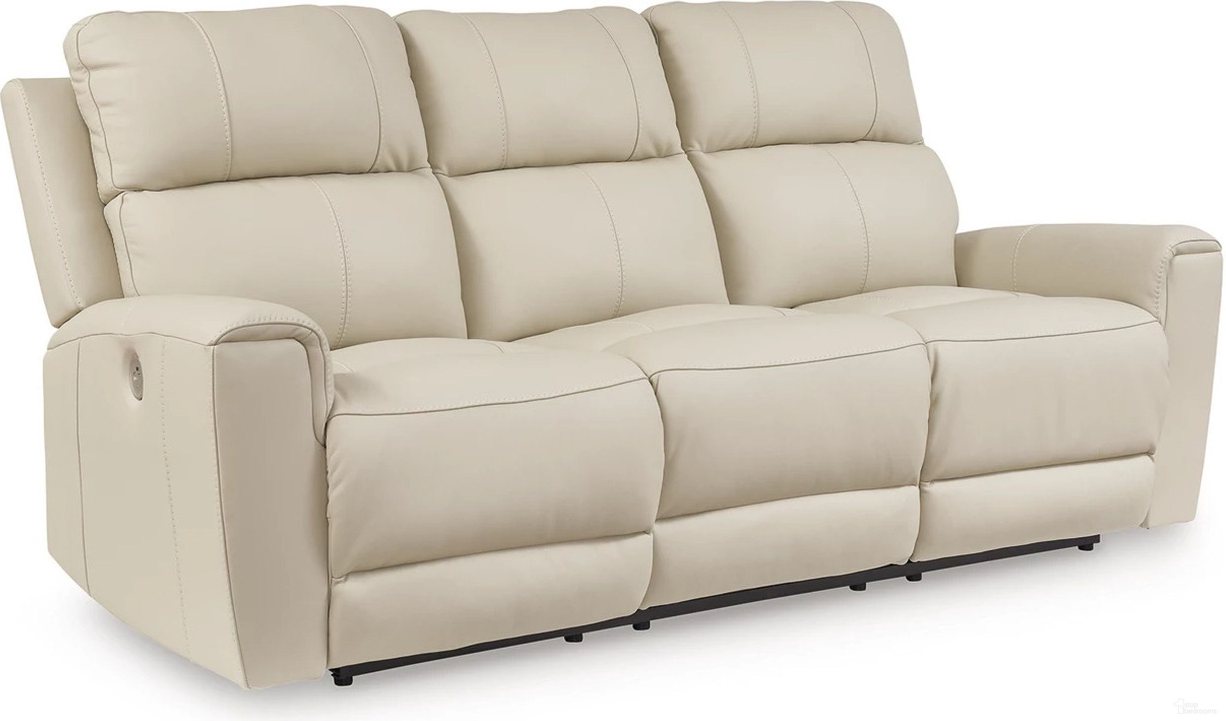 The appearance of Dahlmoore Power Reclining Sofa In Almond designed by Signature Design by Ashley in the modern / contemporary interior design. This almond piece of furniture  was selected by 1StopBedrooms from Dahlmoore Collection to add a touch of cosiness and style into your home. Sku: U1320087. Material: Leather Match.