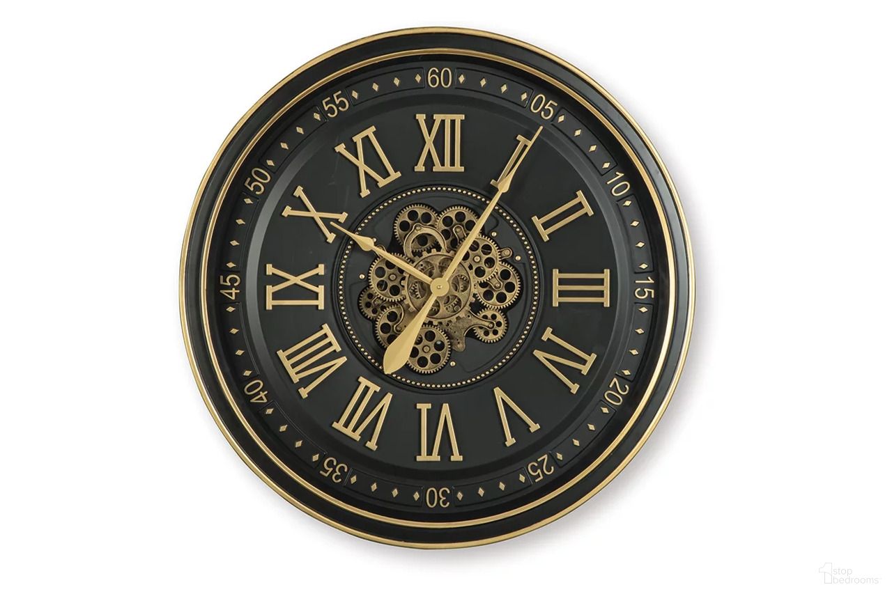 The appearance of Dairton Wall Clock In Black/Gold designed by Signature Design by Ashley in the traditional interior design. This black/gold piece of furniture was selected by 1StopBedrooms from Dairton Collection to add a touch of cosiness and style into your home. Sku: A8010385. Material: Glass.