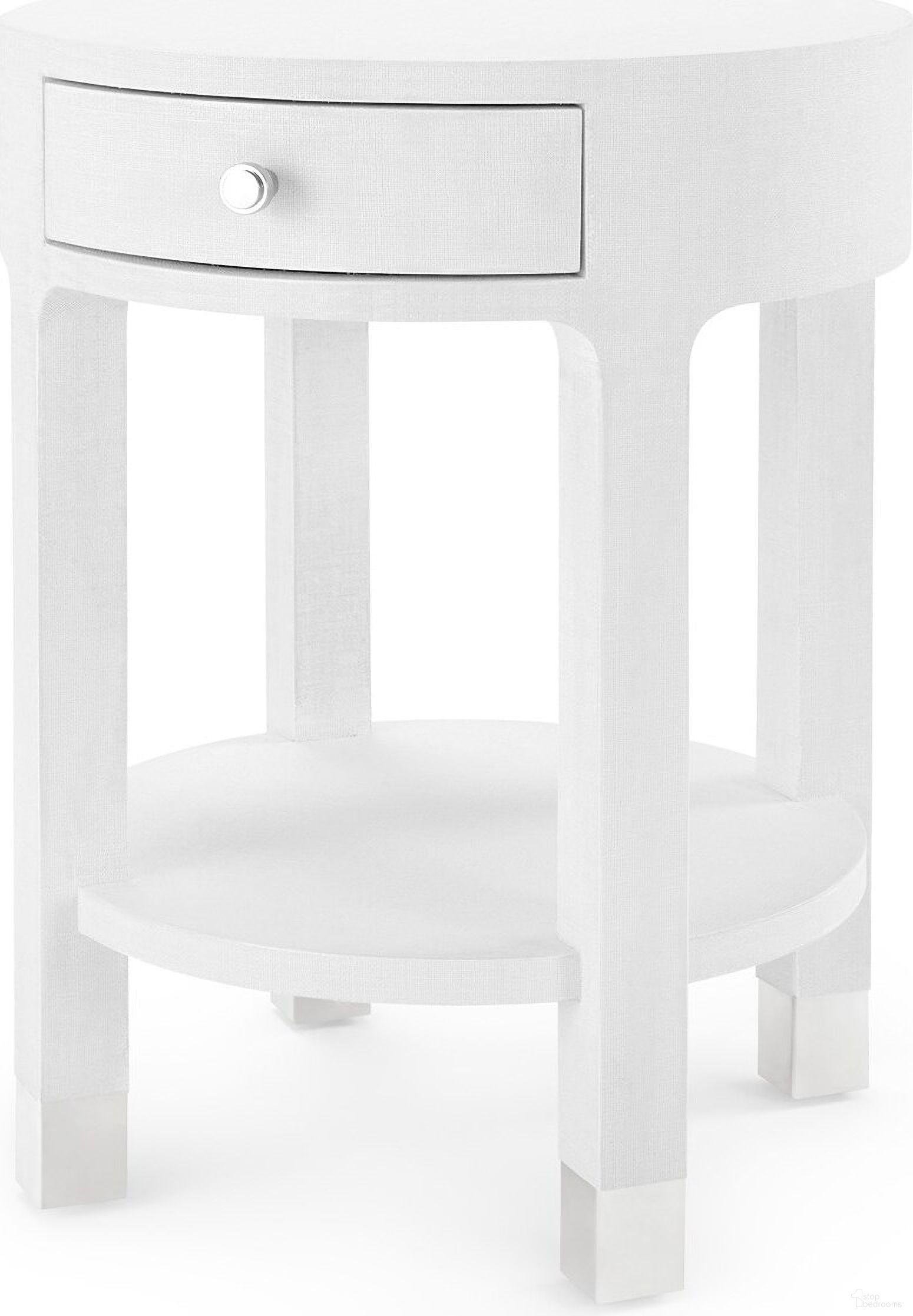 The appearance of Dakota 1-Drawer Round Side Table In Cream designed by Villa & House in the transitional interior design. This cream piece of furniture  was selected by 1StopBedrooms from Dakota Collection to add a touch of cosiness and style into your home. Sku: DAK-115-5129. Material: Linen.