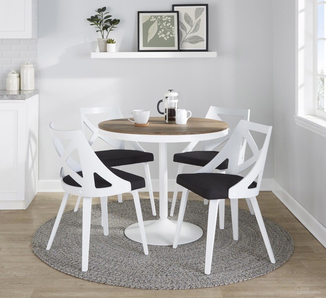 The appearance of Dakota-Charlotte Dining Set In Charcoal and White designed by Lumisource in the modern / contemporary interior design. This charcoal and white piece of furniture was selected by 1StopBedrooms from Dakota Collection to add a touch of cosiness and style into your home. Sku: DT-DKTA WW;CH-CHARLOT WTXTCHAR2. Table Base Style: Pedestal. Table Top Shape: Round. Material: Foam.