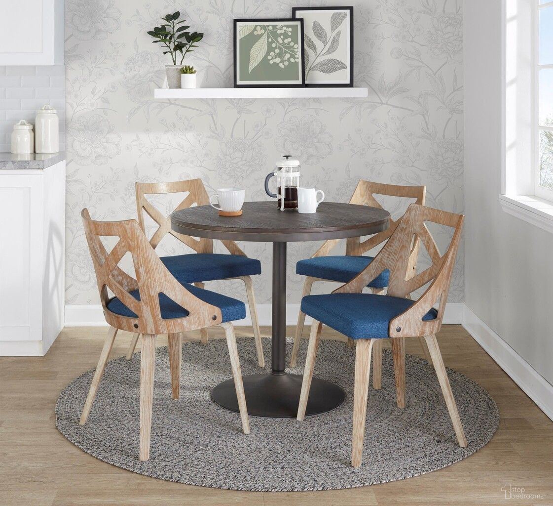 The appearance of Dakota-Charlotte Dining Set In Espresso and Blue designed by Lumisource in the modern / contemporary interior design. This espresso and blue piece of furniture was selected by 1StopBedrooms from Dakota Collection to add a touch of cosiness and style into your home. Sku: DT-DKTA ANE;CH-CHARLOT WWBU2. Table Base Style: Pedestal. Table Top Shape: Round. Material: Foam.