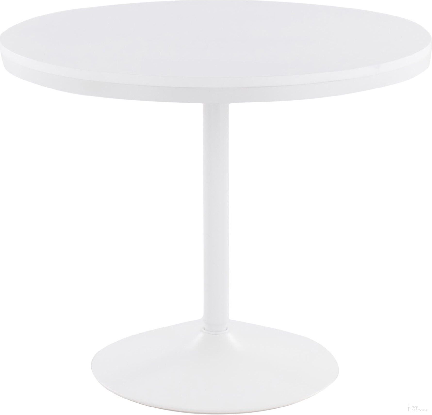 The appearance of Dakota Industrial Dining Table In White Steel And White Wood designed by Lumisource in the industrial interior design. This white piece of furniture  was selected by 1StopBedrooms from Dakota Collection to add a touch of cosiness and style into your home. Sku: DT-DKTA WW. Table Base Style: Pedestal. Table Top Shape: Round. Material: MDF. Size: 36".