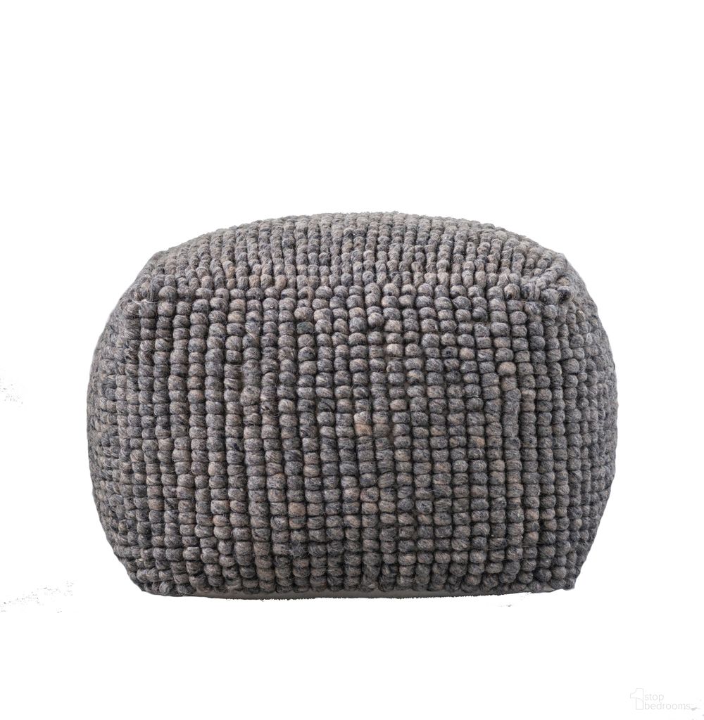 Dakota New Zealand Wool Square Pouf In Grey