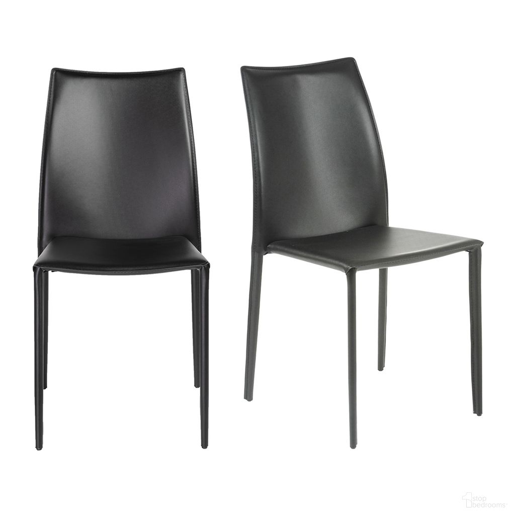 The appearance of Dalia Stacking Chair Set of 2 In Black designed by Euro Style in the modern / contemporary interior design. This black piece of furniture was selected by 1StopBedrooms from Dalia Collection to add a touch of cosiness and style into your home. Sku: 02350BLK-MP2. Material: Leather. Chair Type: Side Chair.