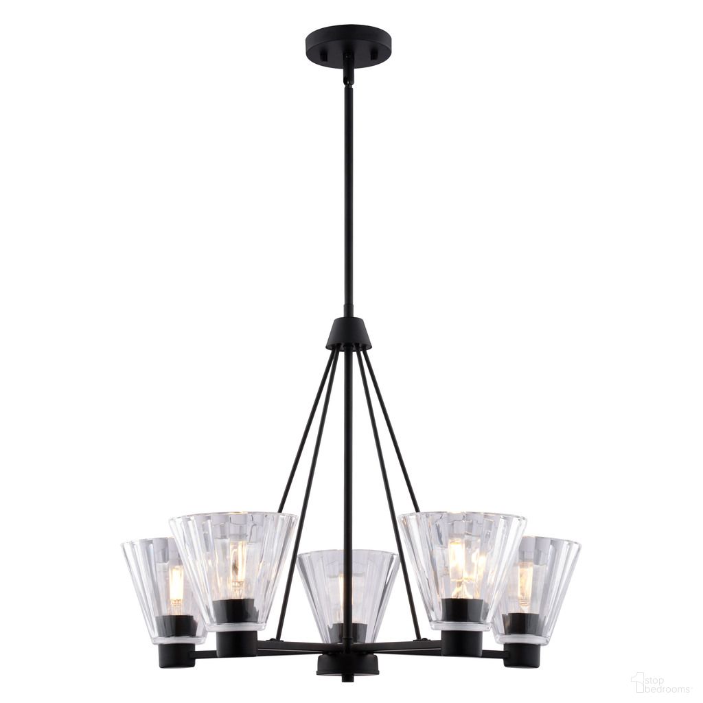 The appearance of Dalton 25.5 Inch 5 Light Chandalier In Matte Black designed by Vaxcel in the transitional interior design. This matte black piece of furniture  was selected by 1StopBedrooms from Dalton Collection to add a touch of cosiness and style into your home. Sku: H0309. Material: Steel.