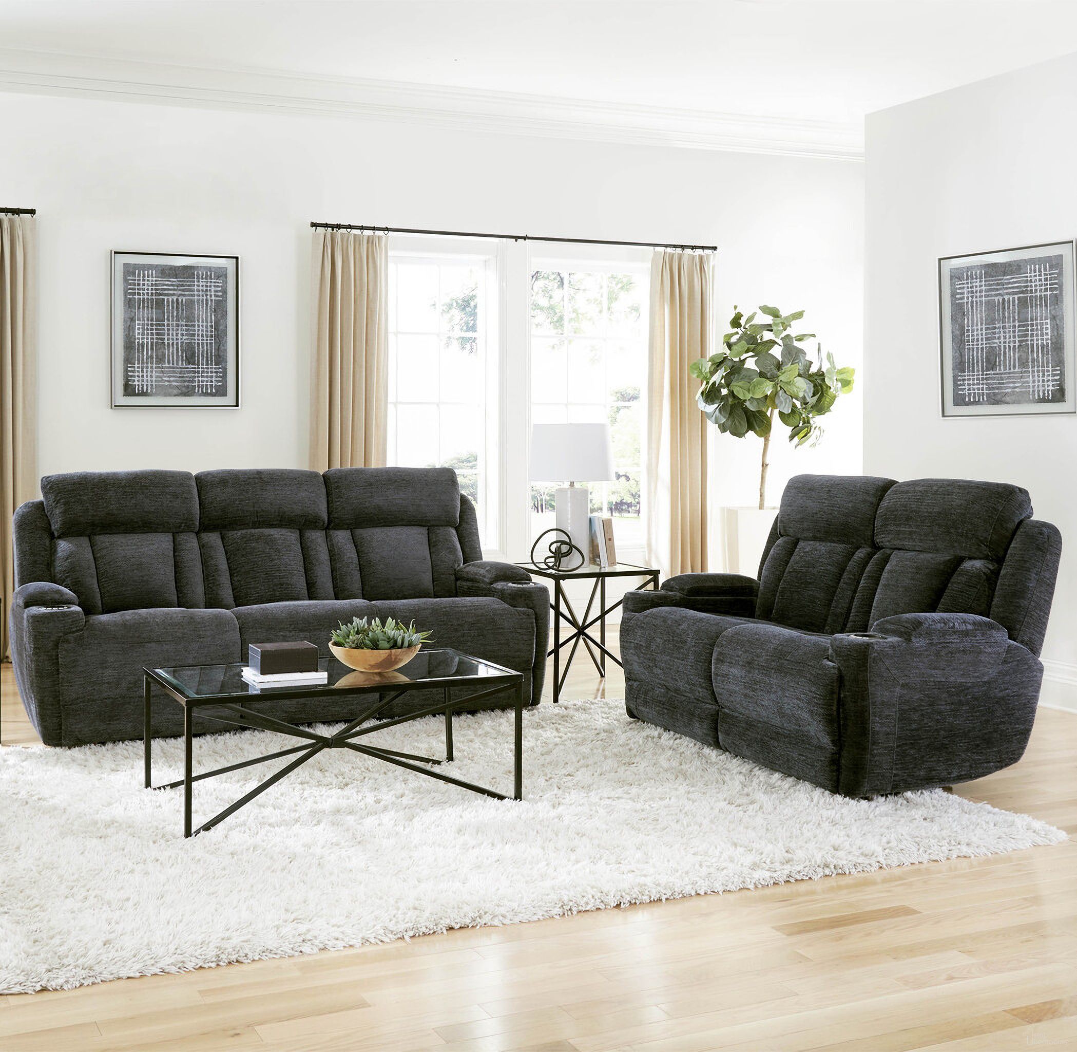 The appearance of Dalton Lucky Charcoal Power Reclining Living Room Set designed by Parker House in the modern / contemporary interior design. This gray piece of furniture was selected by 1StopBedrooms from Dalton Collection to add a touch of cosiness and style into your home. Sku: MDAL#834PH-LCH;MDAL#822PH-LCH. Material: Polyester.